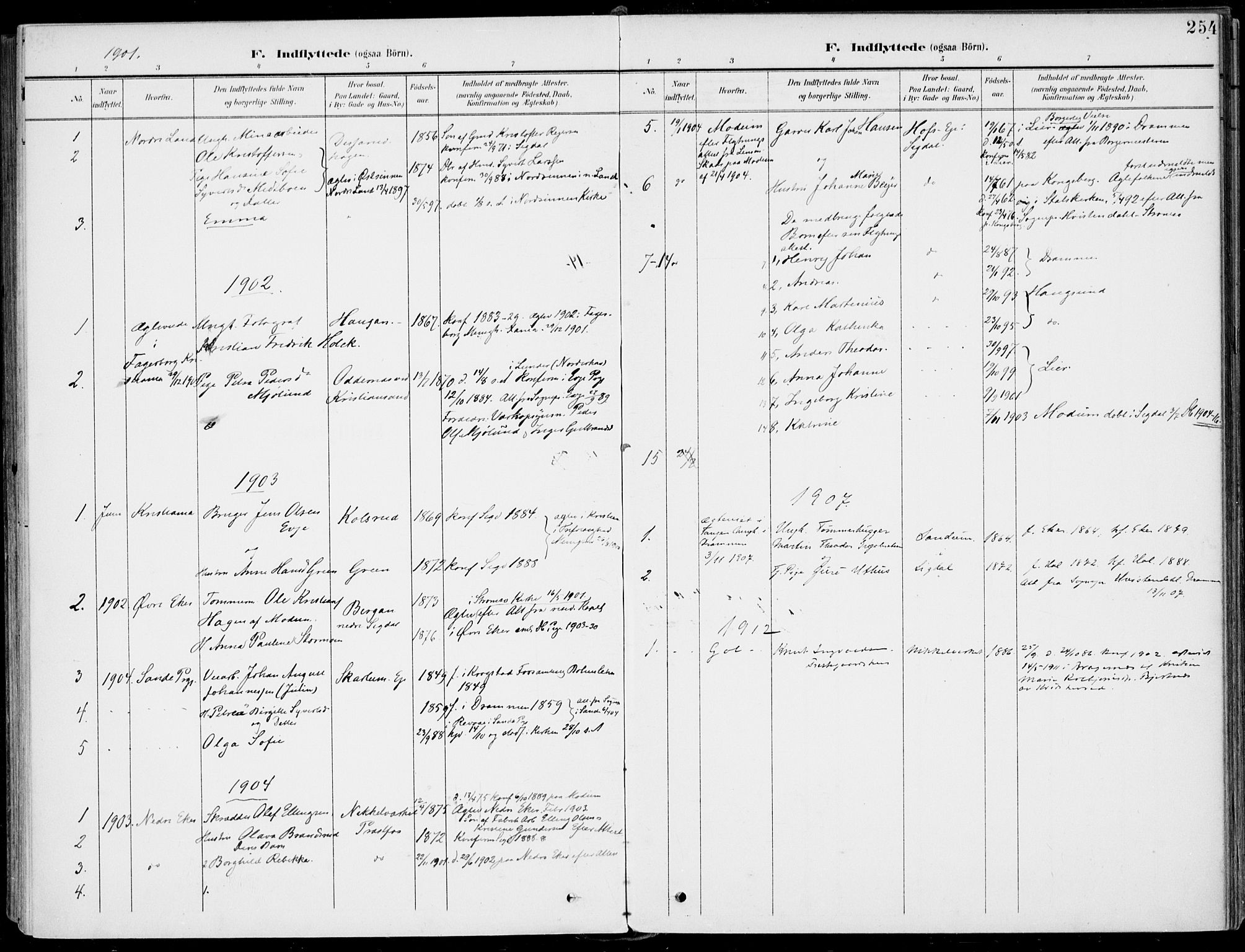 Sigdal kirkebøker, AV/SAKO-A-245/F/Fb/L0002: Parish register (official) no. II 2, 1901-1914, p. 254