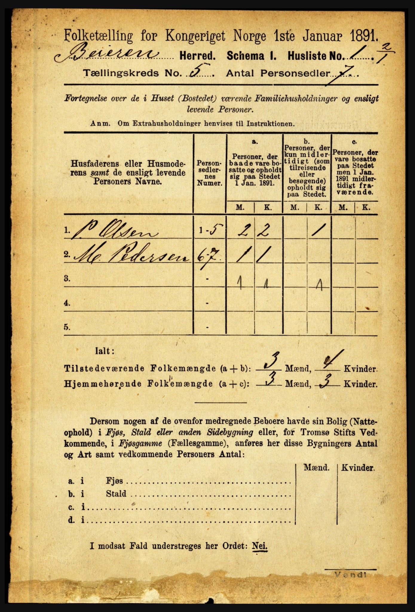 RA, 1891 census for 1839 Beiarn, 1891, p. 1711