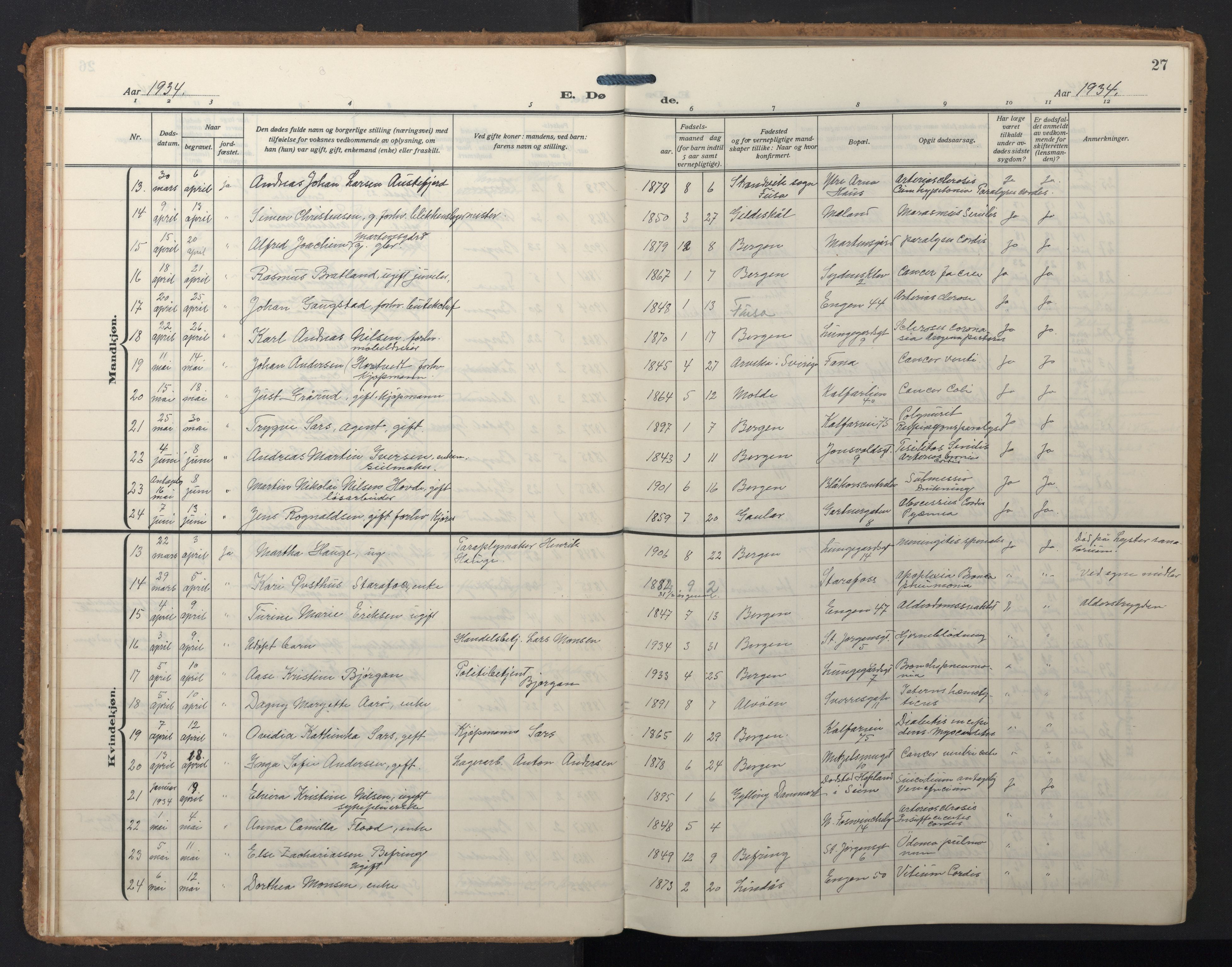 Domkirken sokneprestembete, SAB/A-74801/H/Hab/L0043: Parish register (copy) no. E 7, 1929-1965, p. 26b-27a