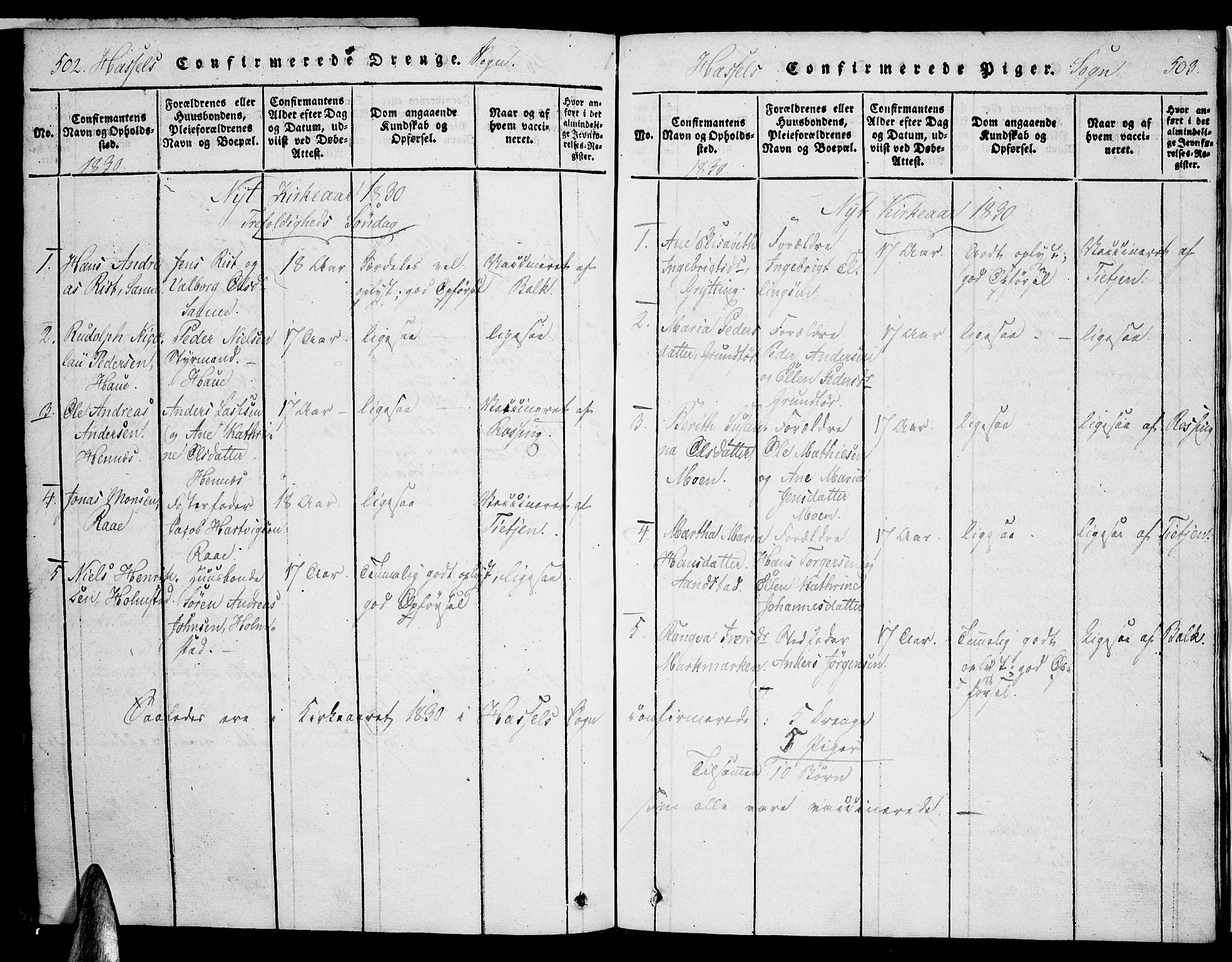 Ministerialprotokoller, klokkerbøker og fødselsregistre - Nordland, AV/SAT-A-1459/888/L1237: Parish register (official) no. 888A05 /1, 1820-1836, p. 502-503