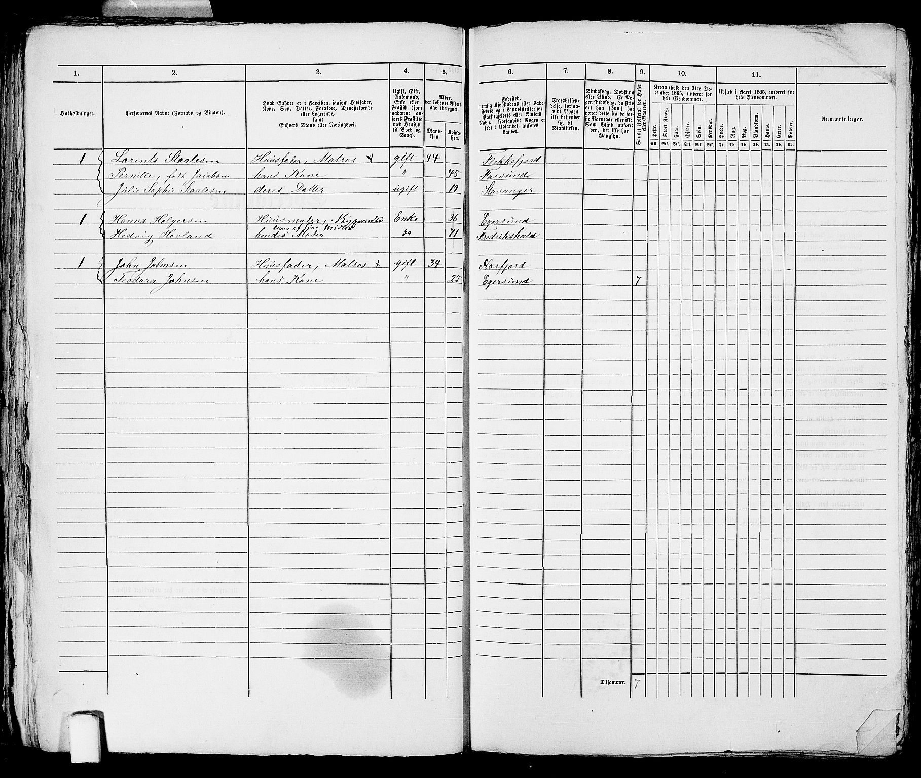 RA, 1865 census for Stavanger, 1865, p. 2617