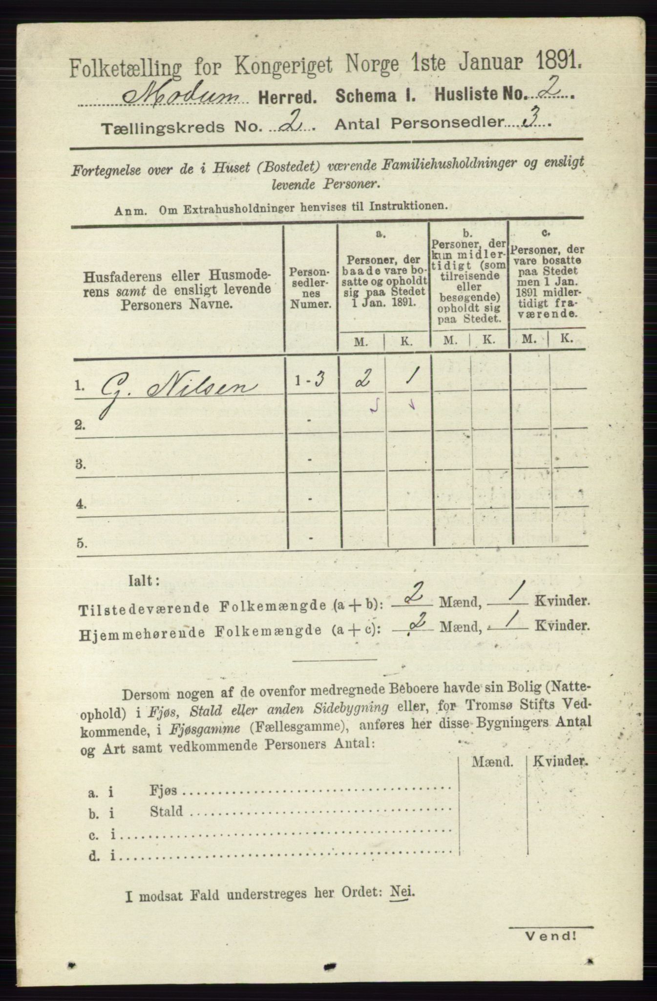 RA, 1891 census for 0623 Modum, 1891, p. 434