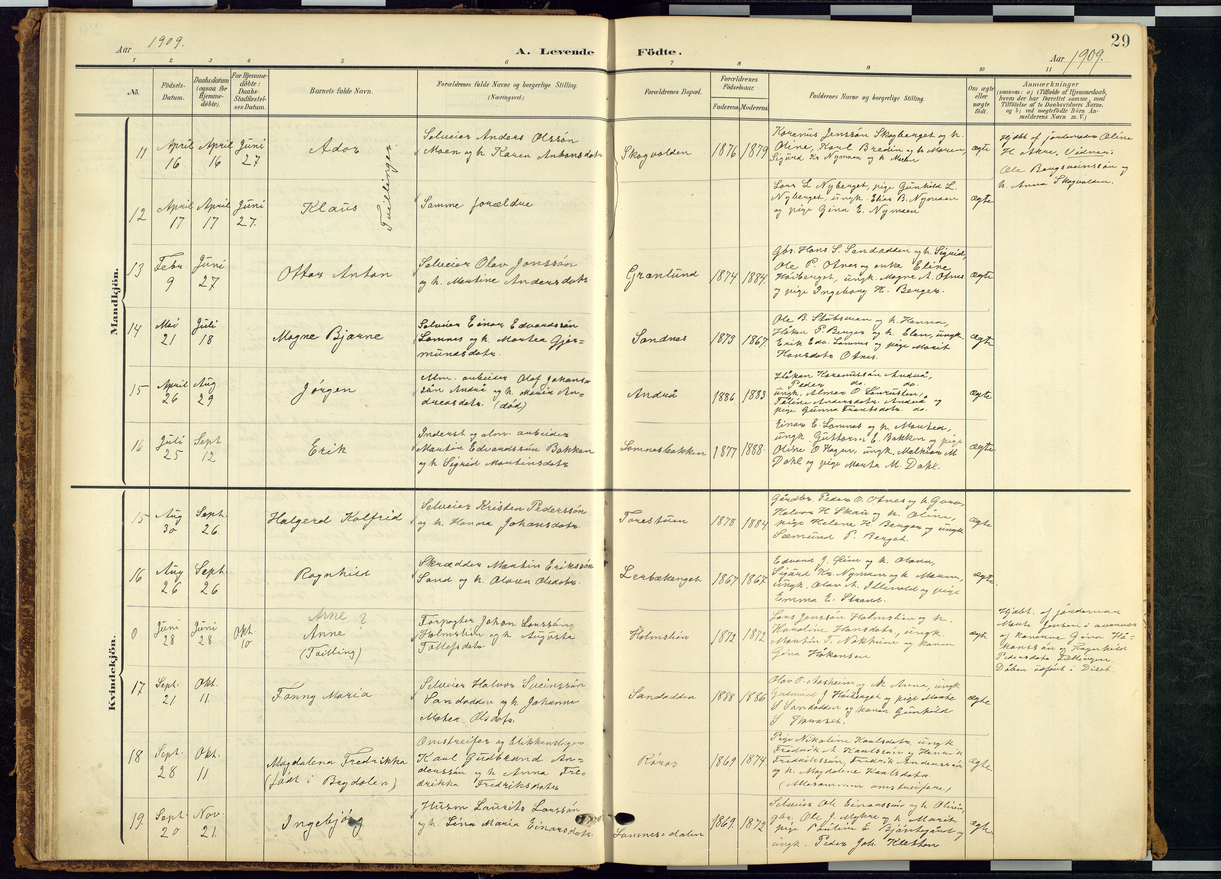 Rendalen prestekontor, SAH/PREST-054/H/Ha/Hab/L0010: Parish register (copy) no. 10, 1903-1940, p. 29