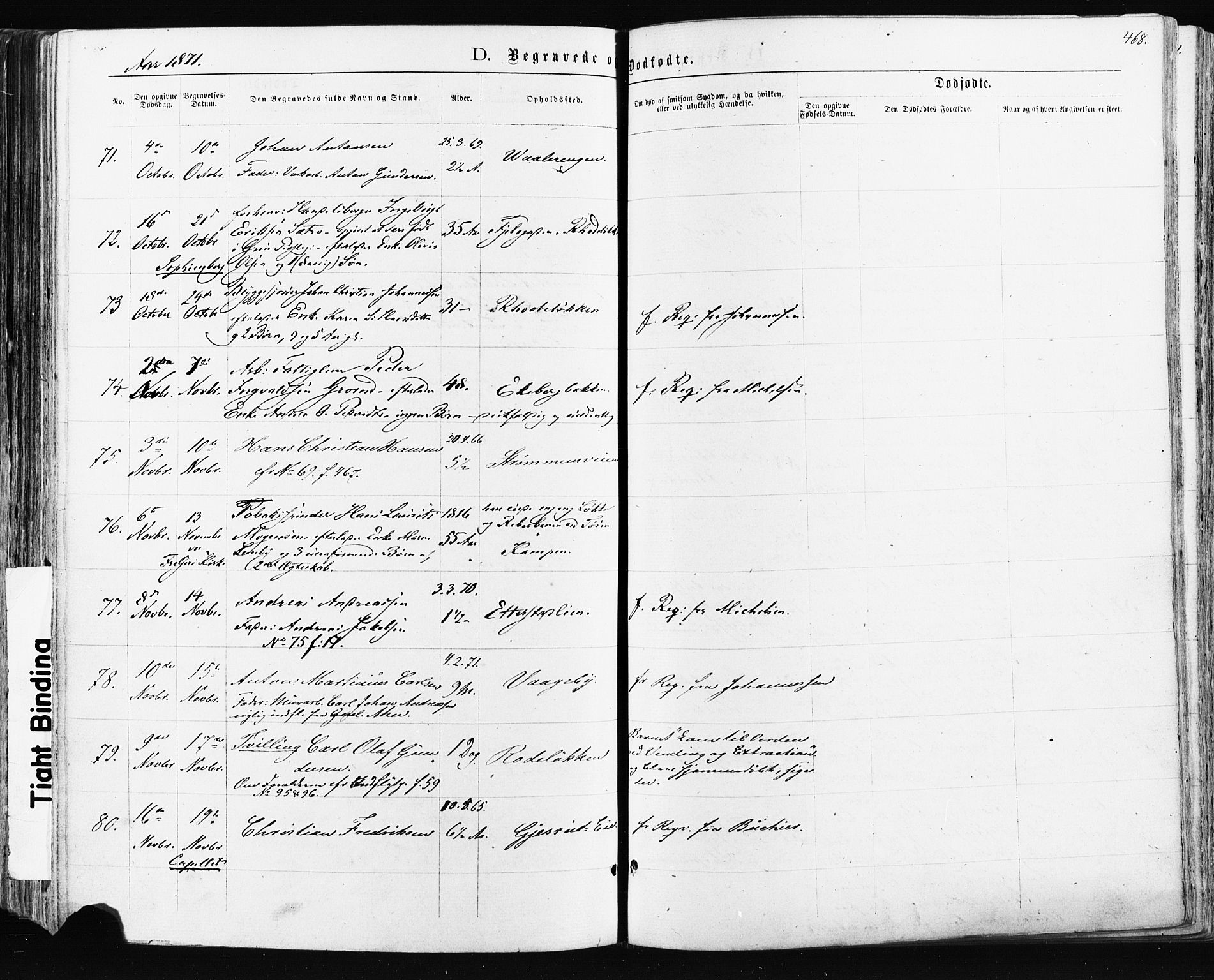 Østre Aker prestekontor Kirkebøker, SAO/A-10840/F/Fa/L0003: Parish register (official) no. I 3, 1869-1875, p. 468