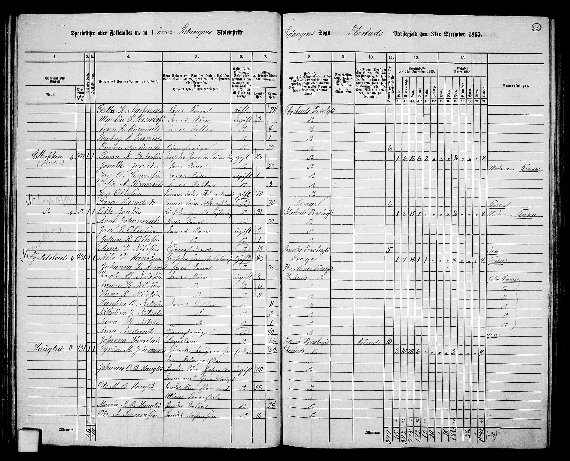 RA, 1865 census for Ibestad, 1865, p. 52