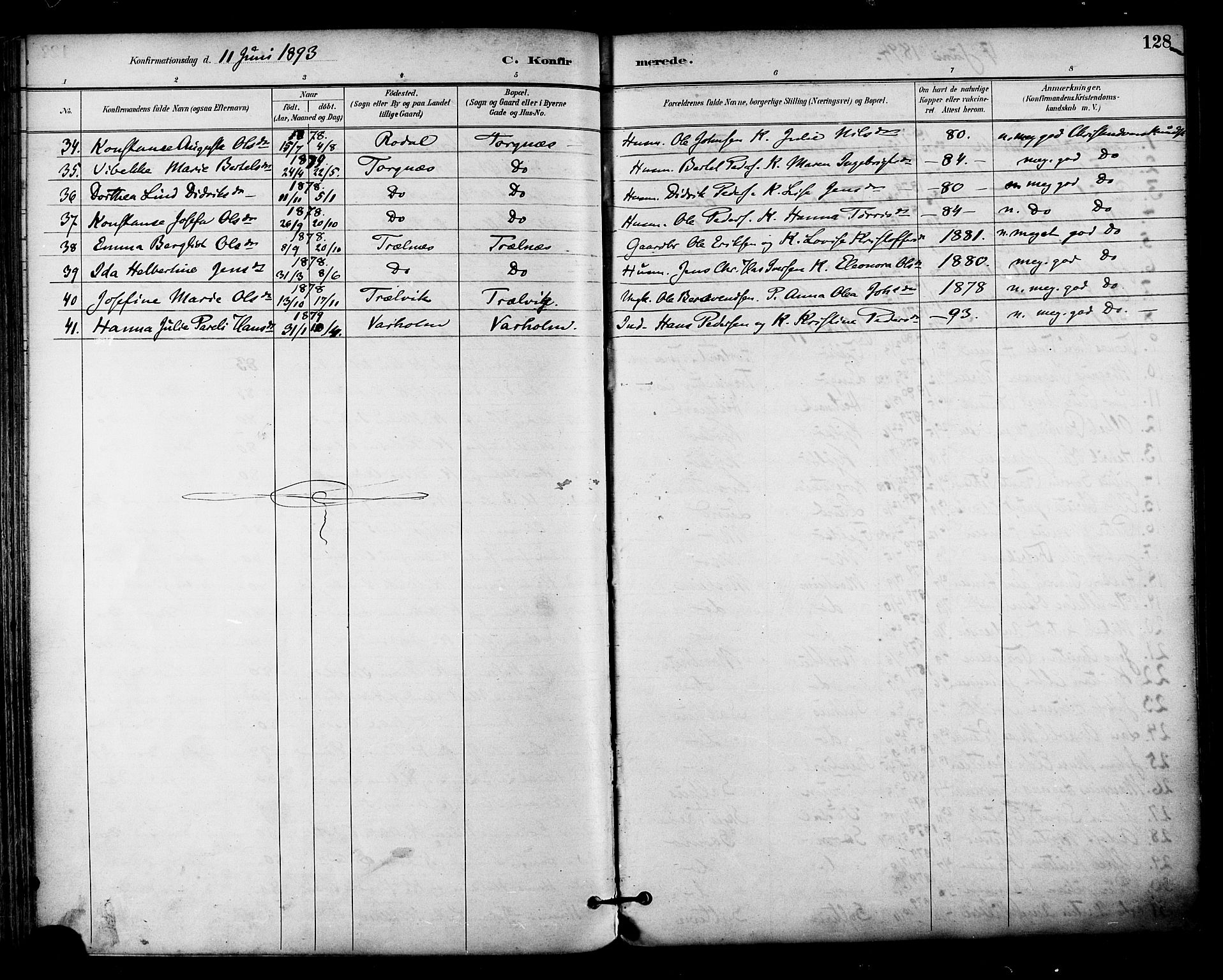 Ministerialprotokoller, klokkerbøker og fødselsregistre - Nordland, AV/SAT-A-1459/813/L0200: Parish register (official) no. 813A10, 1886-1900, p. 128