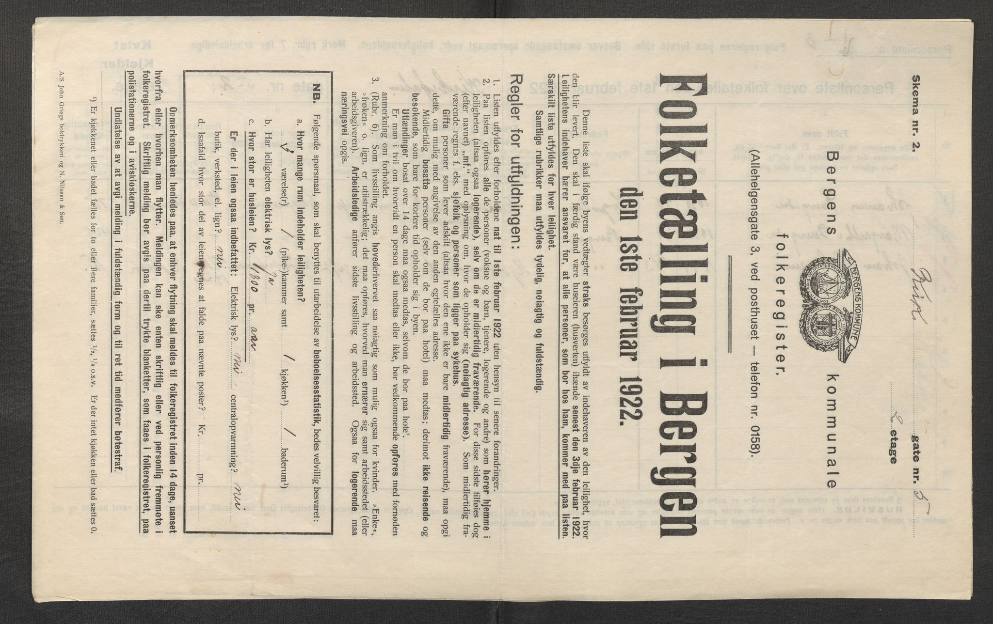 SAB, Municipal Census 1922 for Bergen, 1922, p. 18064