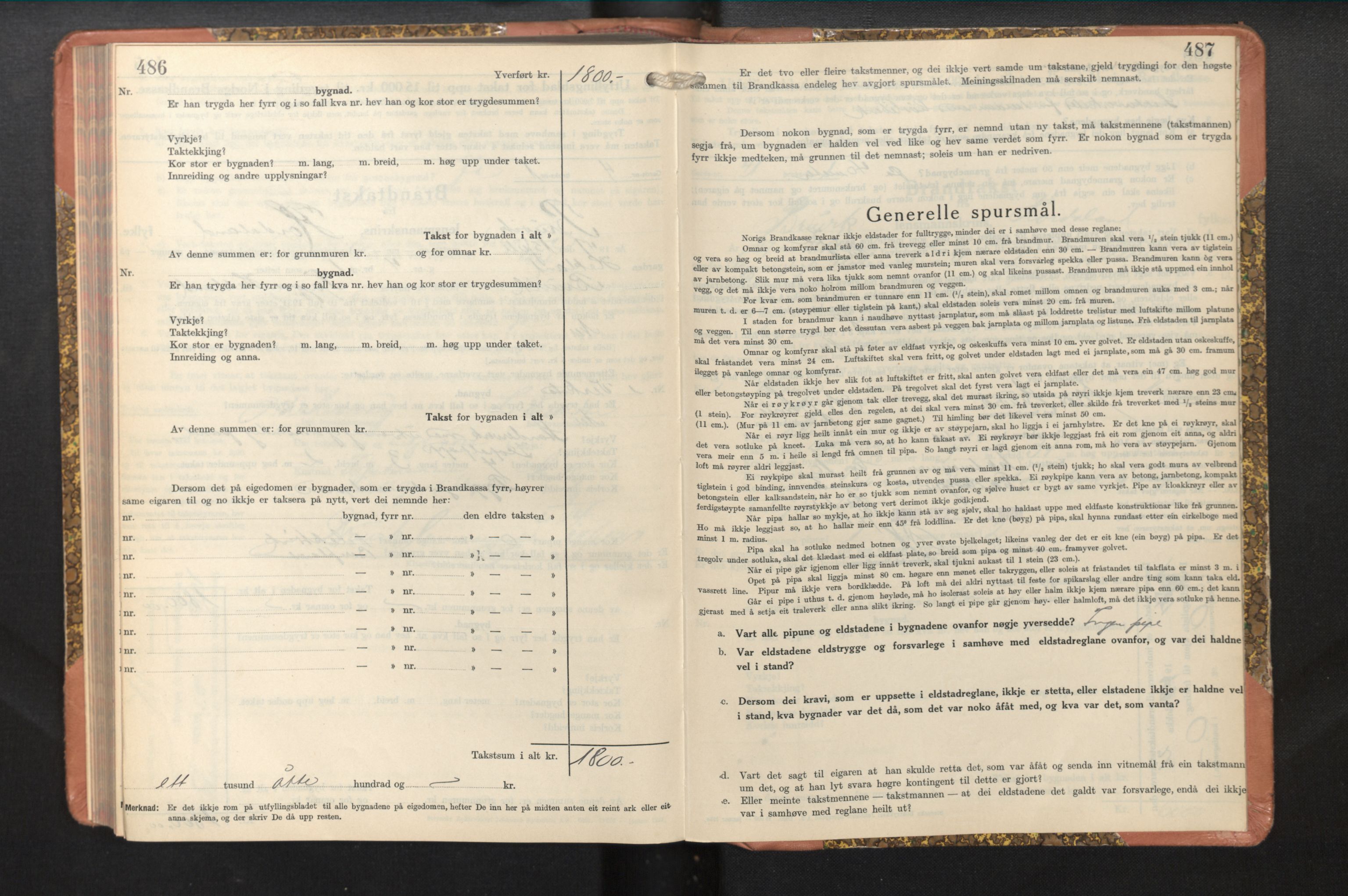 Lensmannen i Bruvik, AV/SAB-A-31301/0012/L0011: Branntakstprotokoll, skjematakst, 1936-1949, p. 486-487