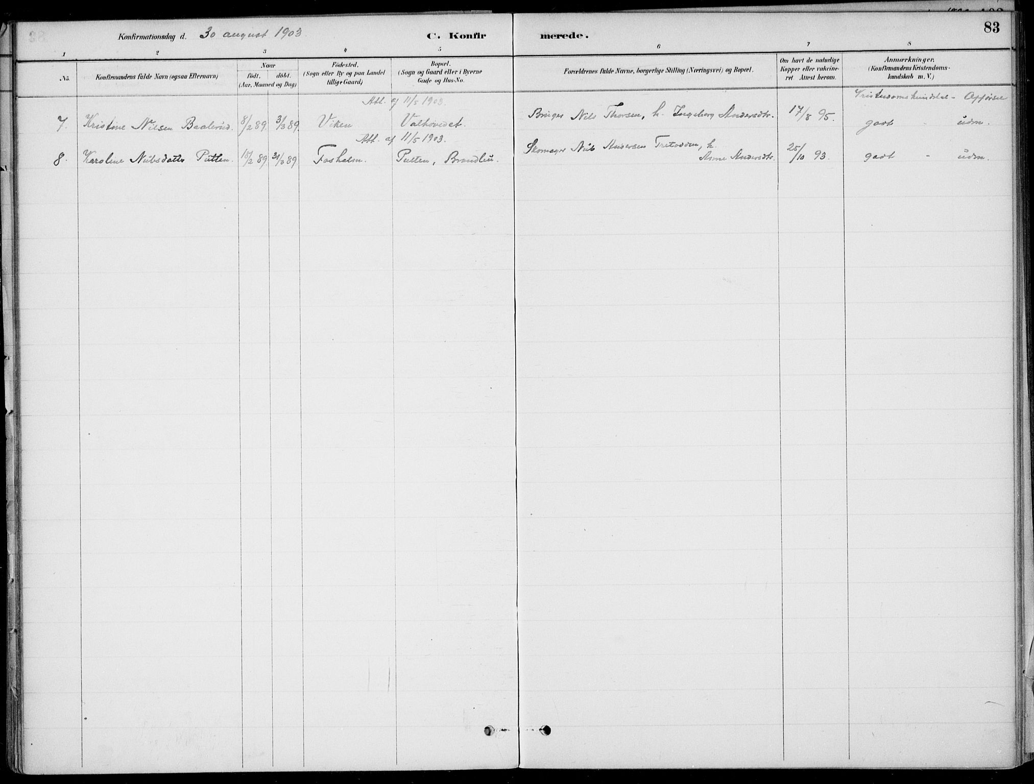 Ådal kirkebøker, SAKO/A-248/F/Fa/L0003: Parish register (official) no. I 3, 1884-1903, p. 83