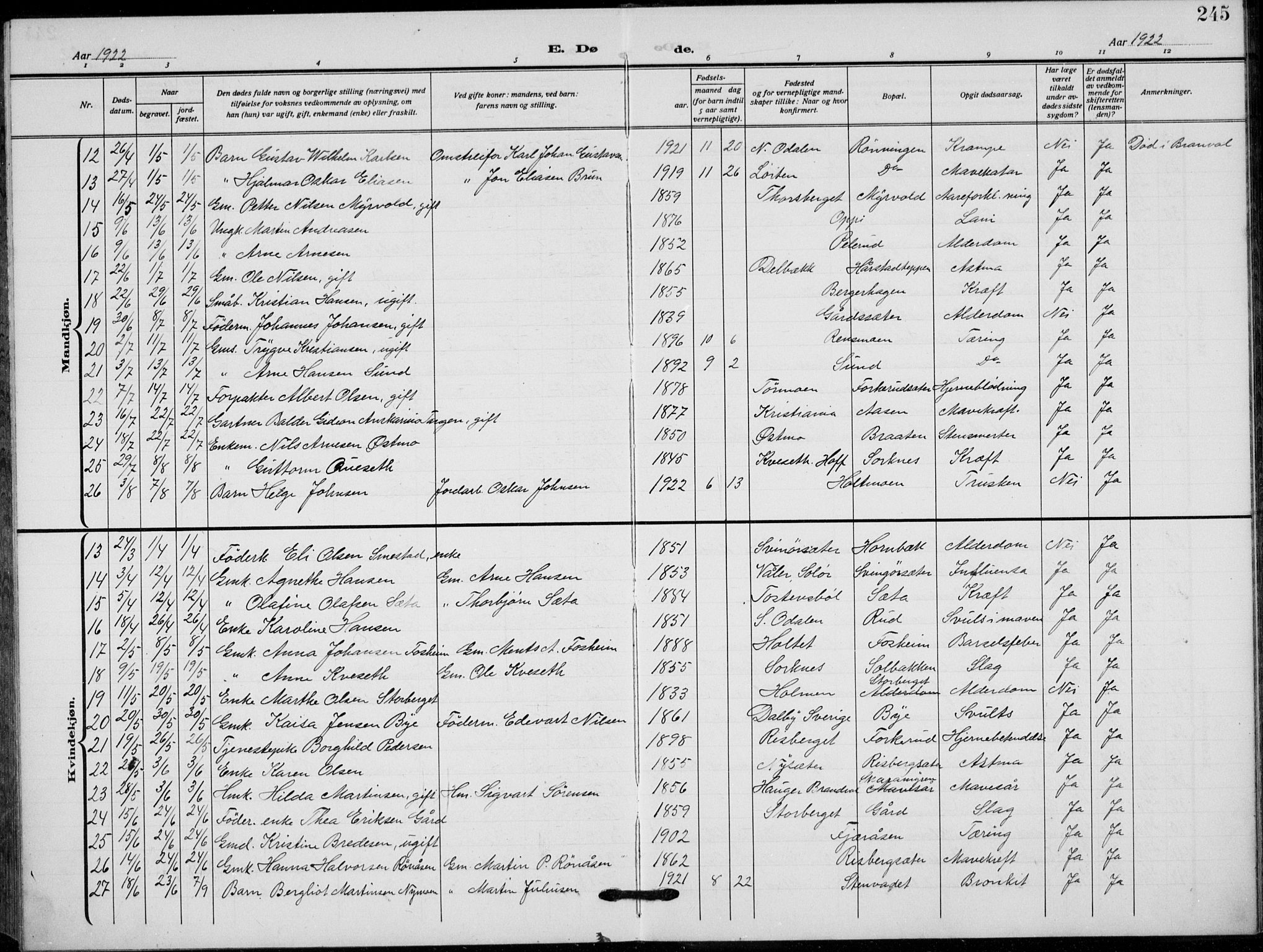 Grue prestekontor, AV/SAH-PREST-036/H/Ha/Hab/L0008: Parish register (copy) no. 8, 1921-1934, p. 245