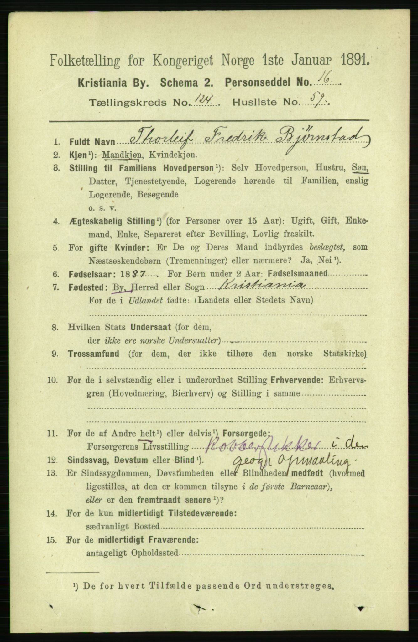 RA, 1891 census for 0301 Kristiania, 1891, p. 66299