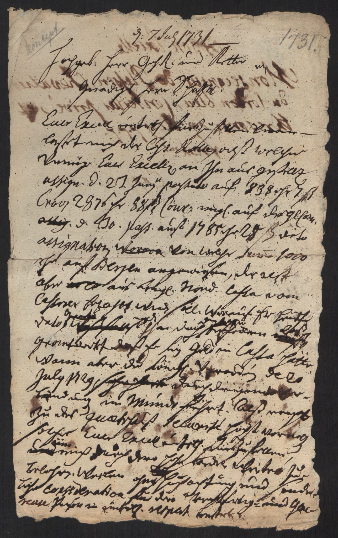 Kommanderende general (KG I) med Det norske krigsdirektorium, AV/RA-EA-5419/B/L0013: Kommanderende generals konsepter, 1730-1733, p. 332