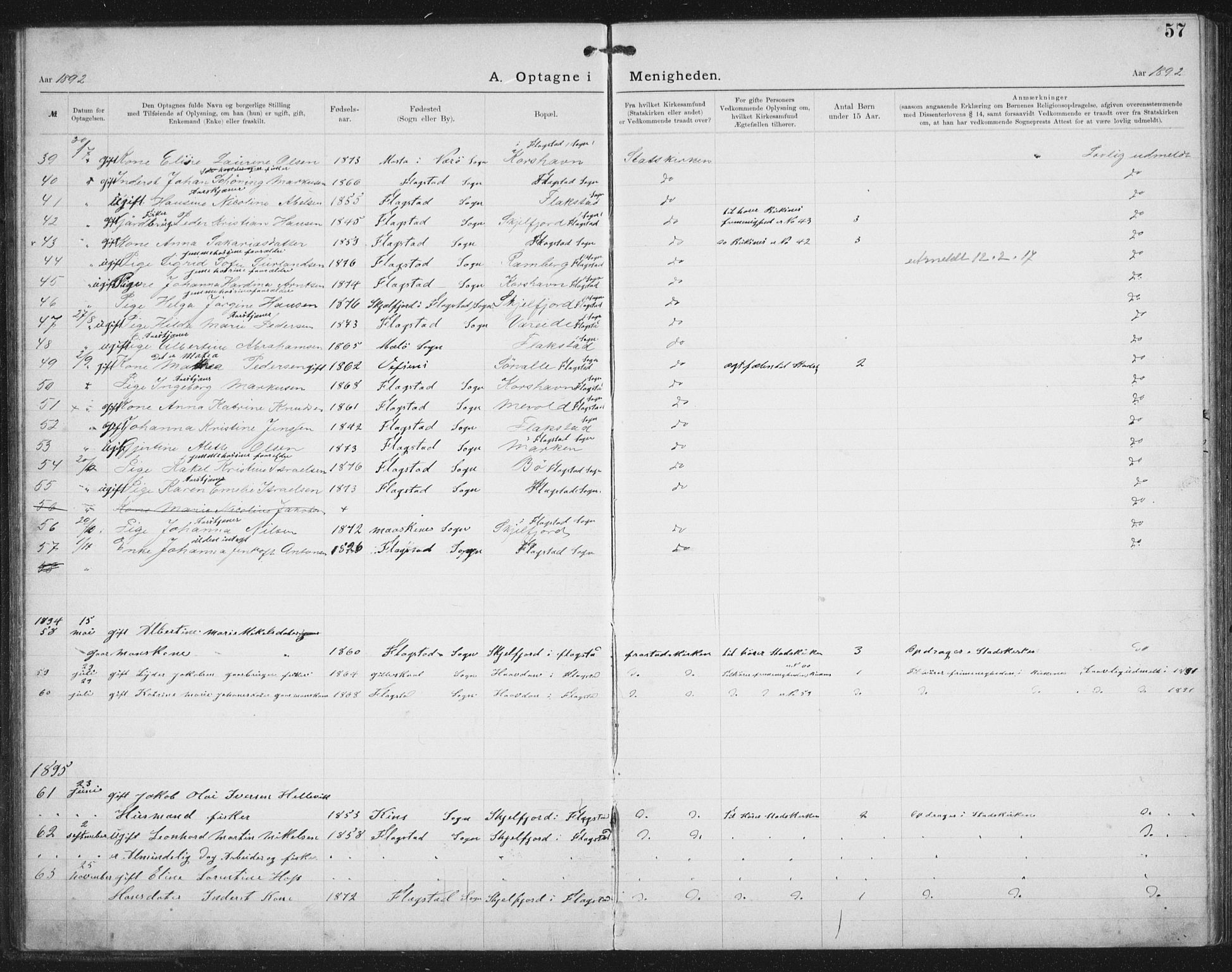 Ministerialprotokoller, klokkerbøker og fødselsregistre - Nordland, SAT/A-1459/881/L1174: Dissenter register no. 881D01, 1891-1933, p. 57