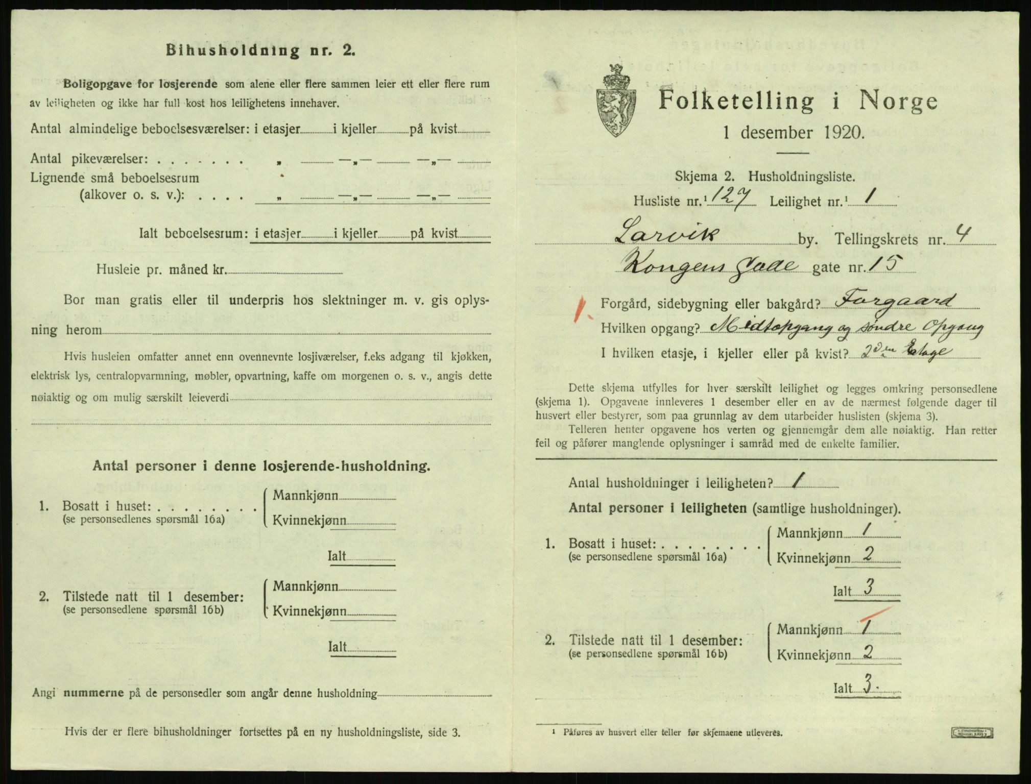 SAKO, 1920 census for Larvik, 1920, p. 4800