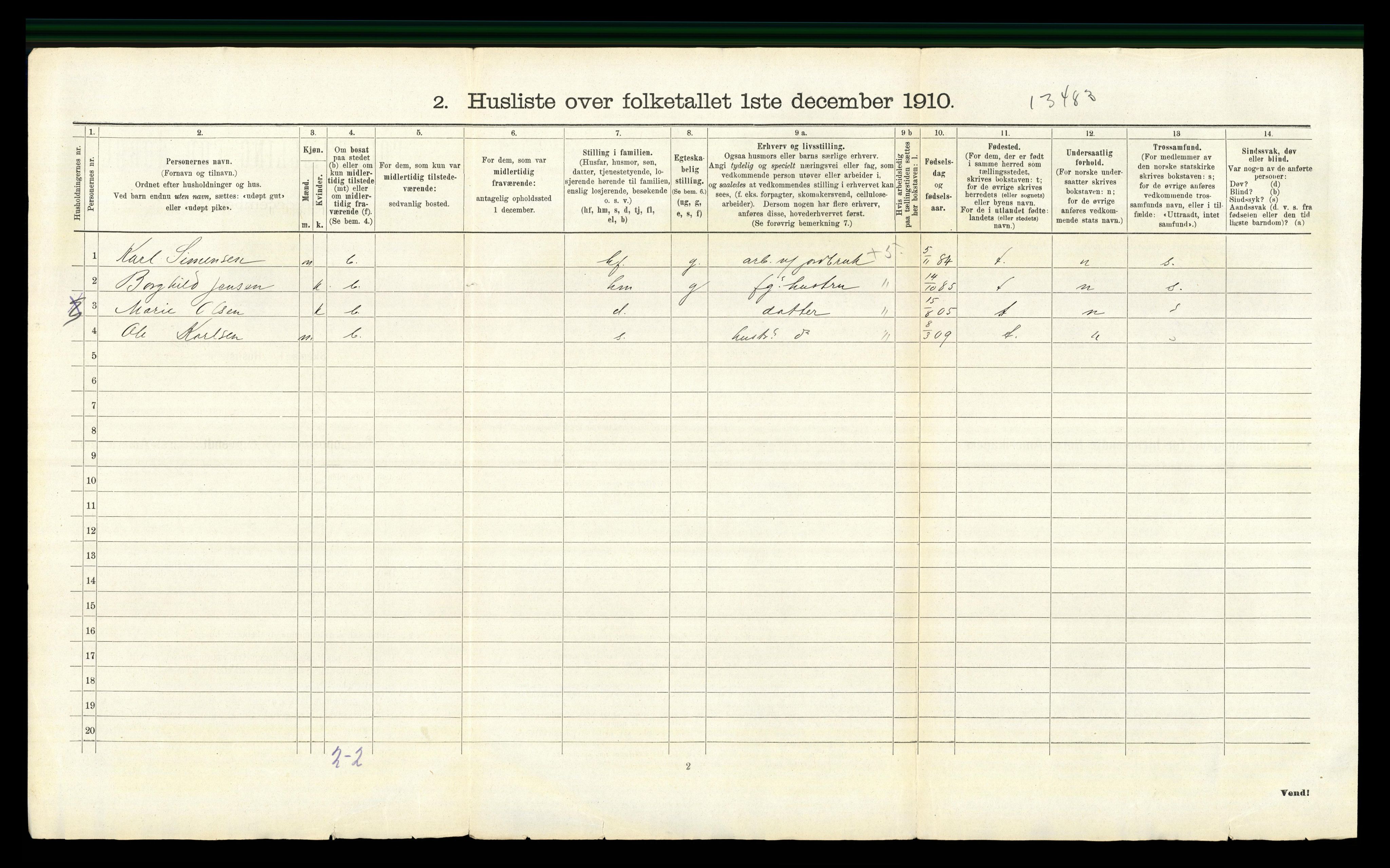 RA, 1910 census for Vang, 1910, p. 1408