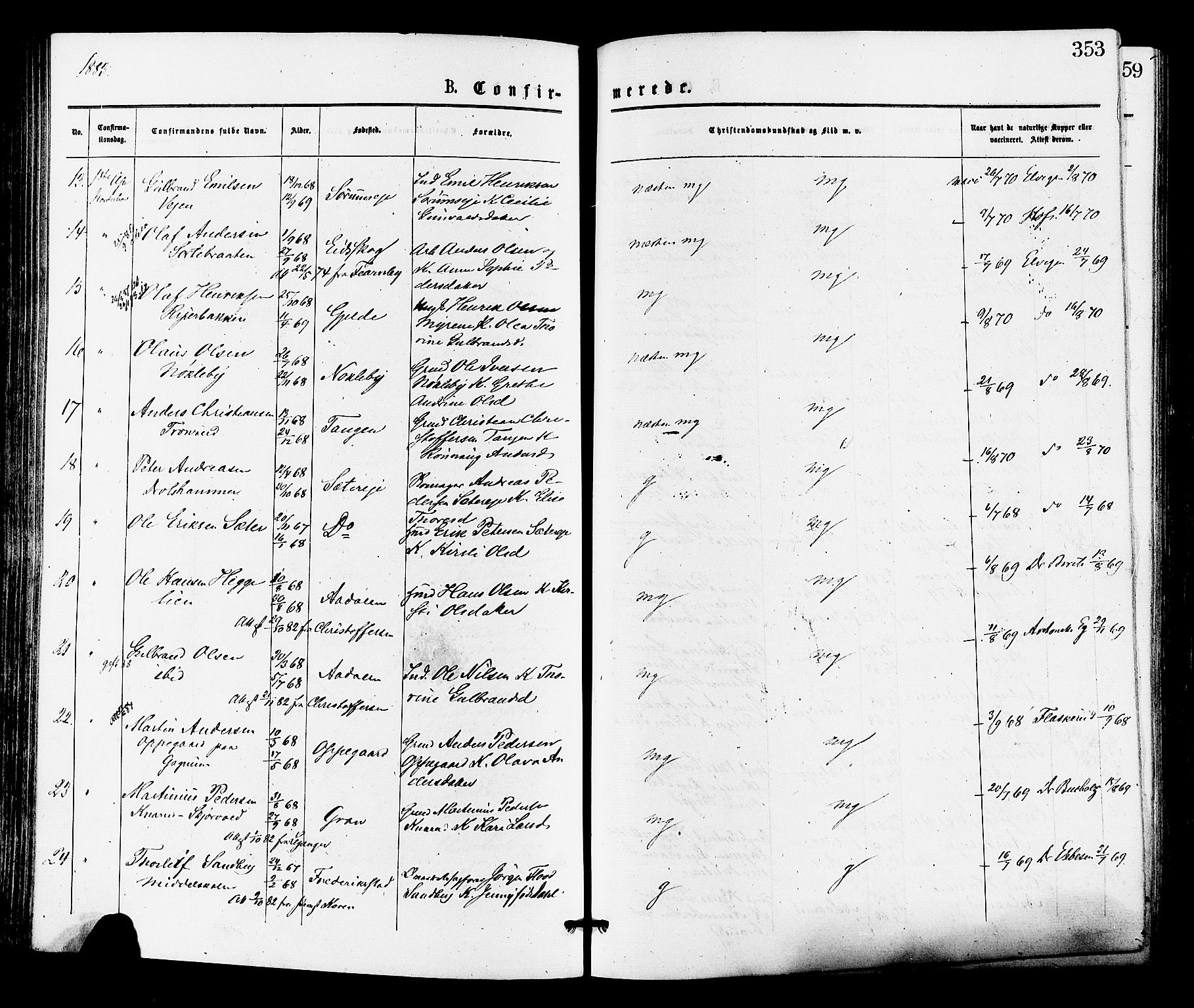 Norderhov kirkebøker, AV/SAKO-A-237/F/Fa/L0015: Parish register (official) no. 15, 1875-1884, p. 353