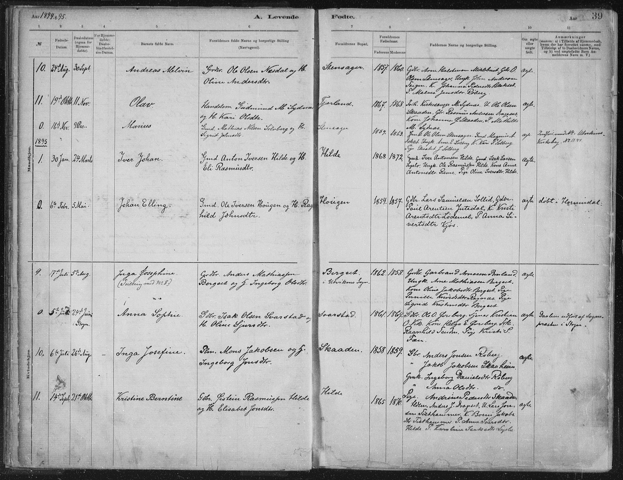 Innvik sokneprestembete, AV/SAB-A-80501: Parish register (official) no. B  1, 1879-1902, p. 39