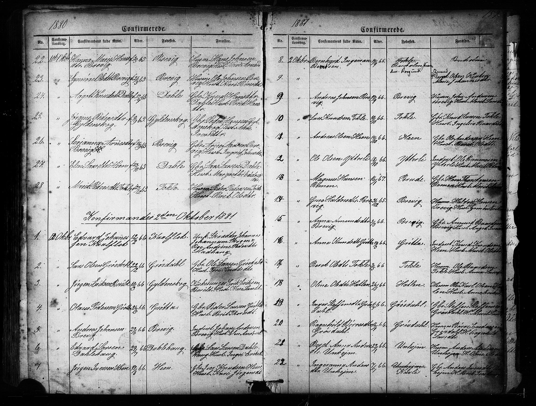 Ministerialprotokoller, klokkerbøker og fødselsregistre - Møre og Romsdal, SAT/A-1454/545/L0588: Parish register (copy) no. 545C02, 1867-1902, p. 159