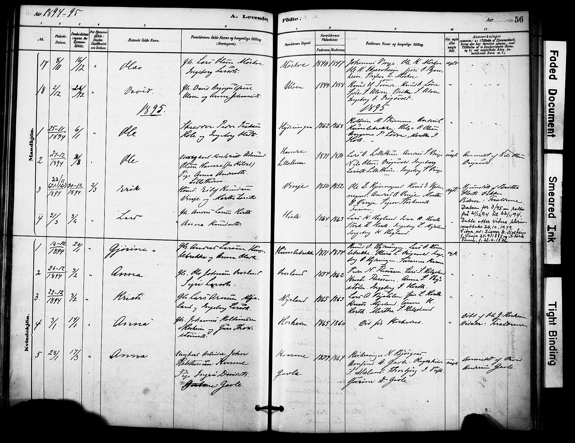 Vossestrand Sokneprestembete, SAB/A-79101/H/Haa: Parish register (official) no. C 1, 1878-1903, p. 56