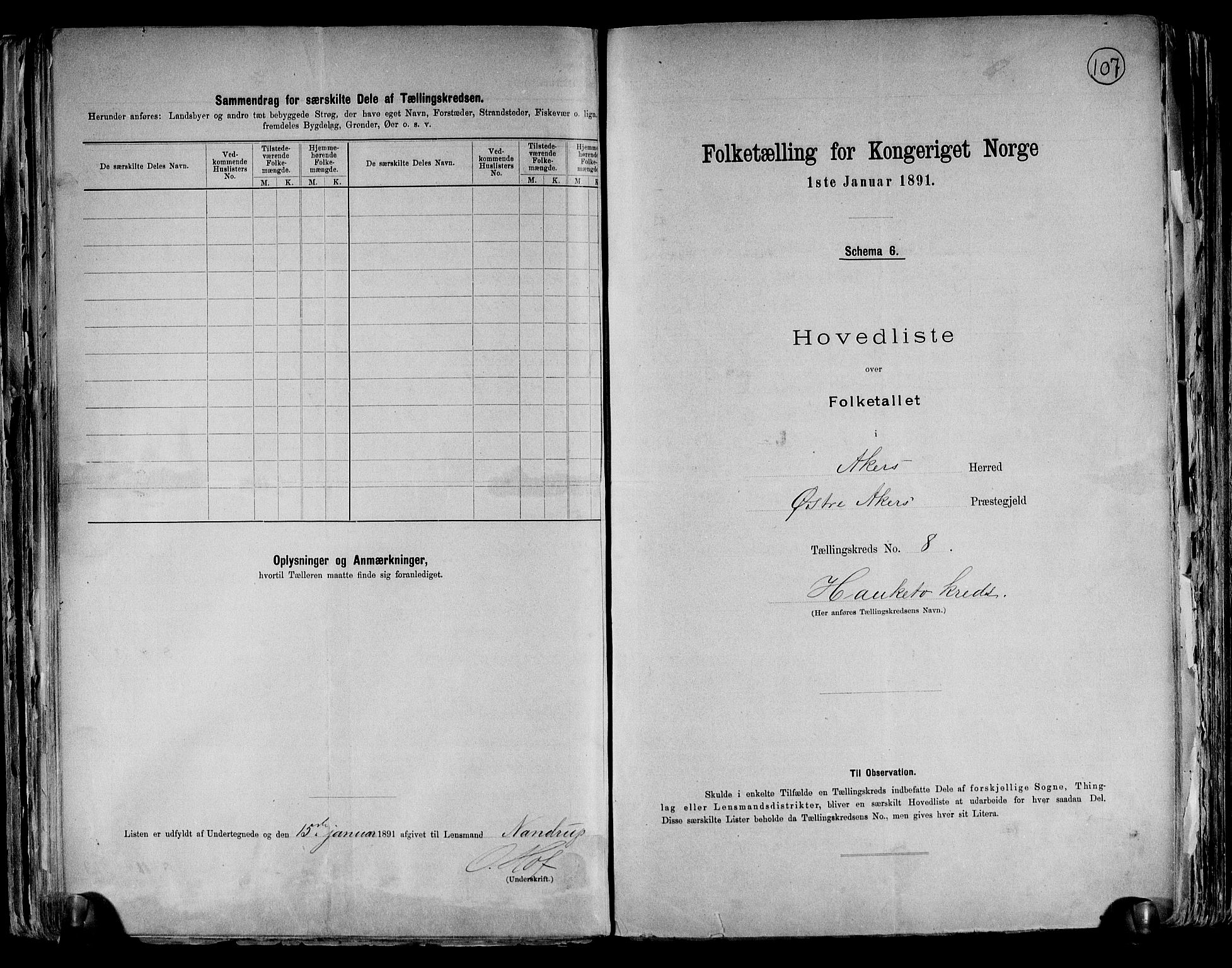 RA, 1891 census for 0218 Aker, 1891, p. 24