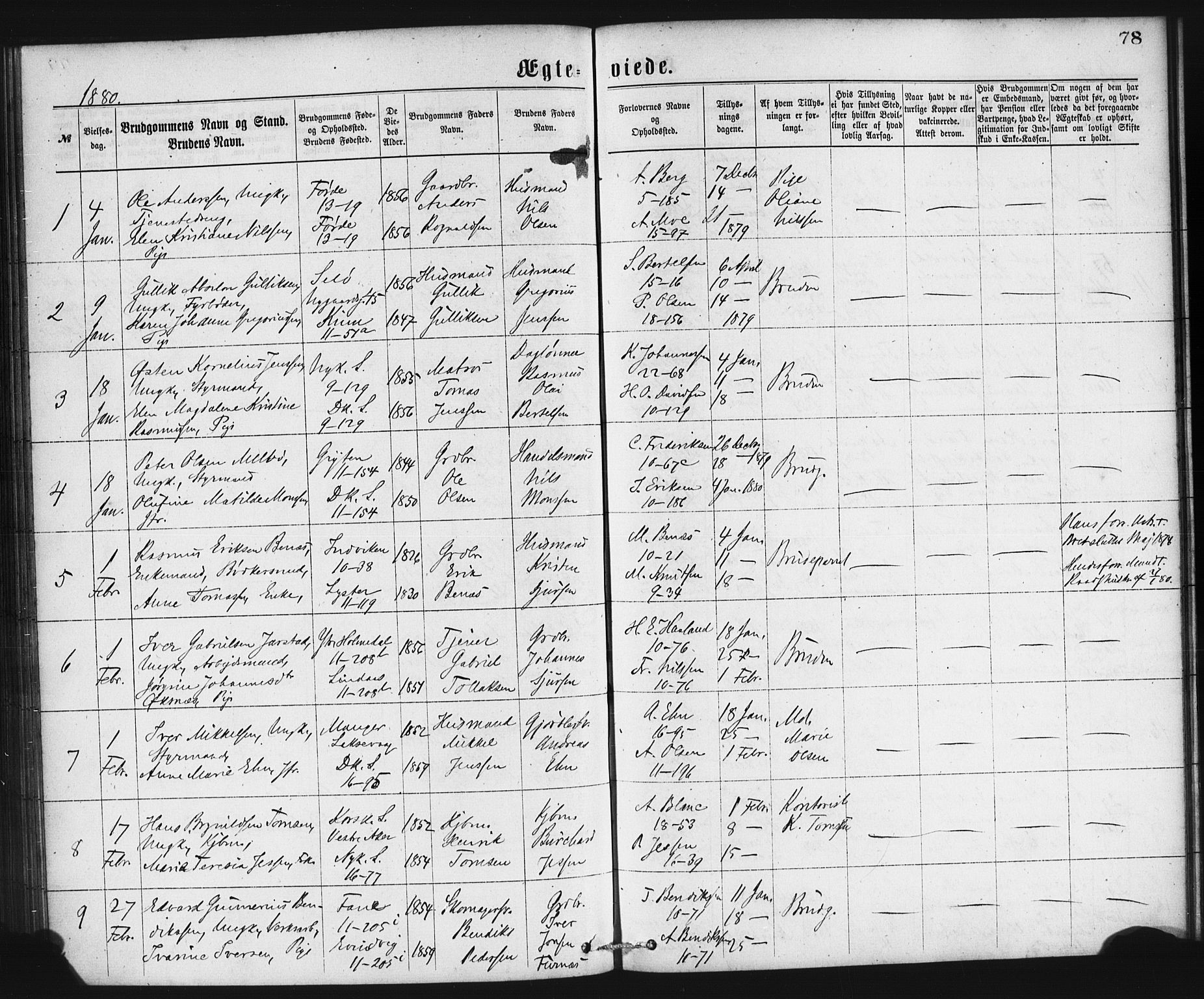 Domkirken sokneprestembete, AV/SAB-A-74801/H/Haa/L0036: Parish register (official) no. D 3, 1875-1880, p. 78