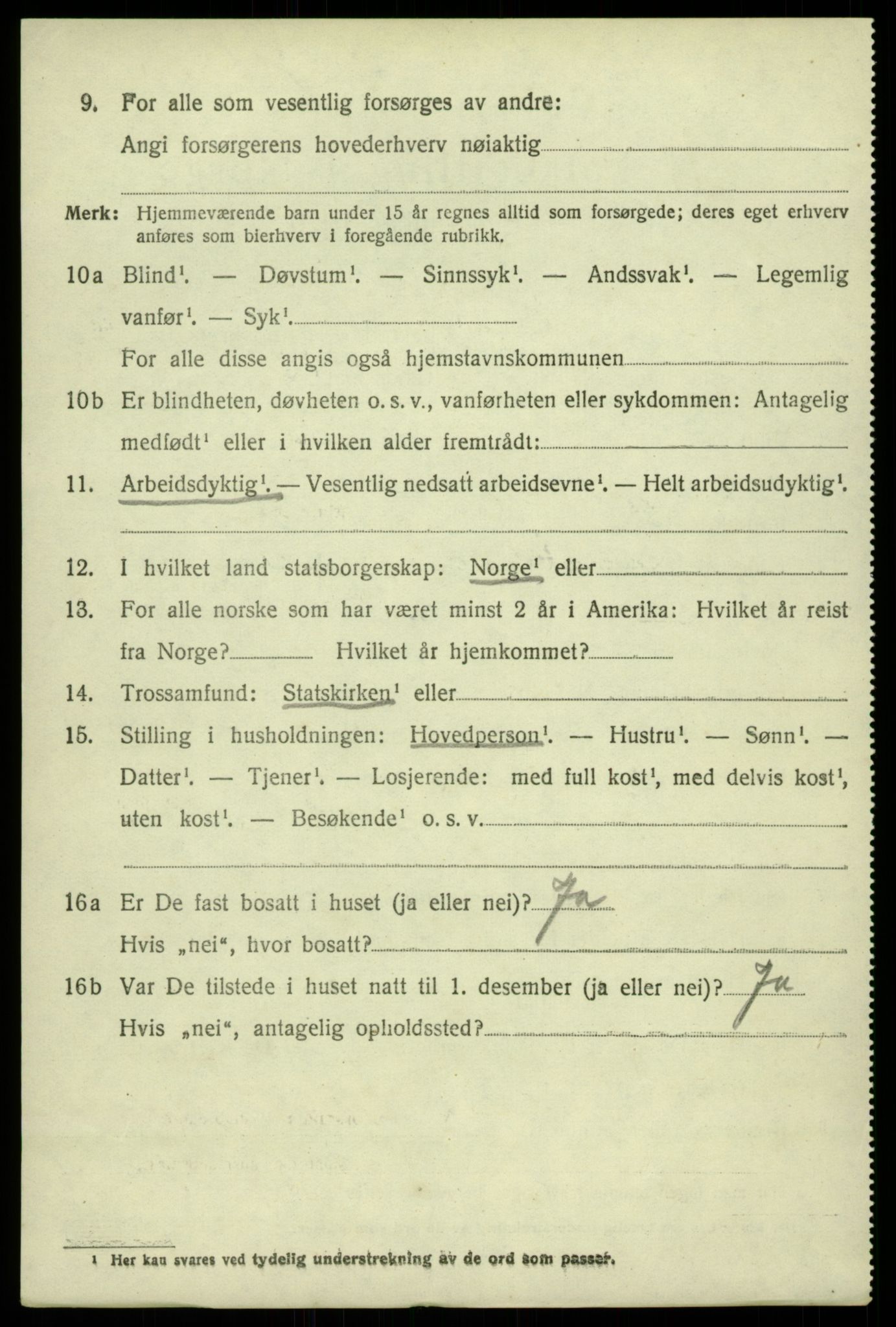 SAB, 1920 census for Sund, 1920, p. 2858