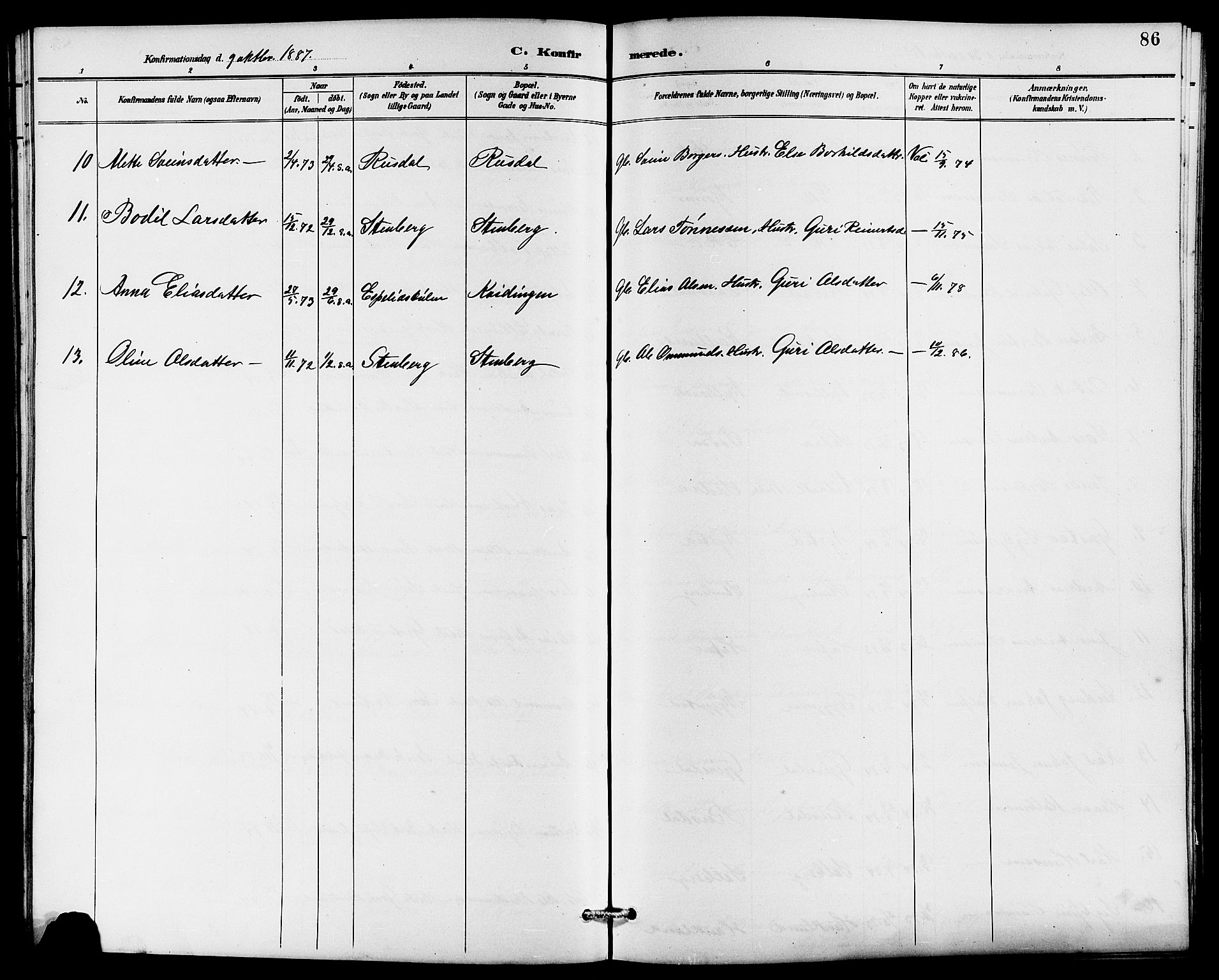 Lund sokneprestkontor, SAST/A-101809/S07/L0006: Parish register (copy) no. B 6, 1885-1901, p. 86