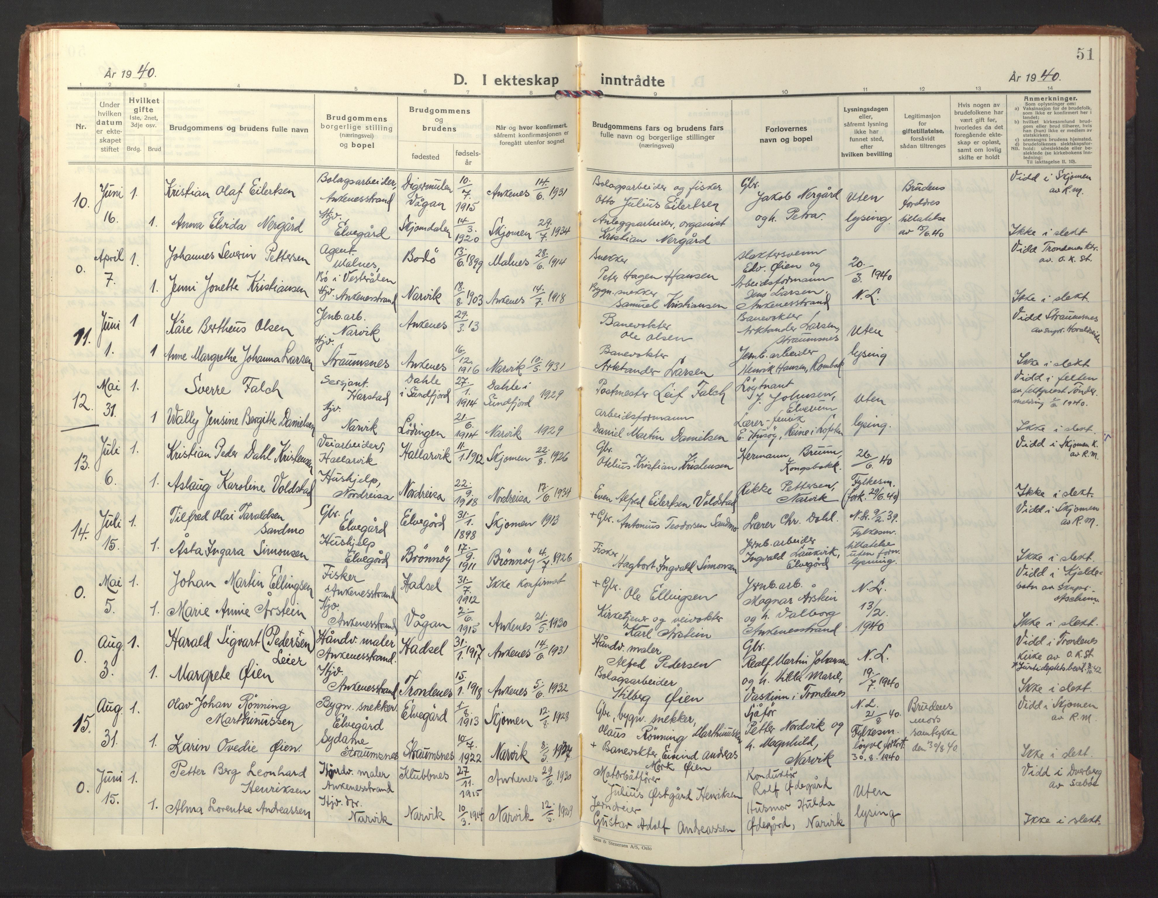 Ministerialprotokoller, klokkerbøker og fødselsregistre - Nordland, AV/SAT-A-1459/866/L0948: Parish register (official) no. 866A11, 1929-1949, p. 51