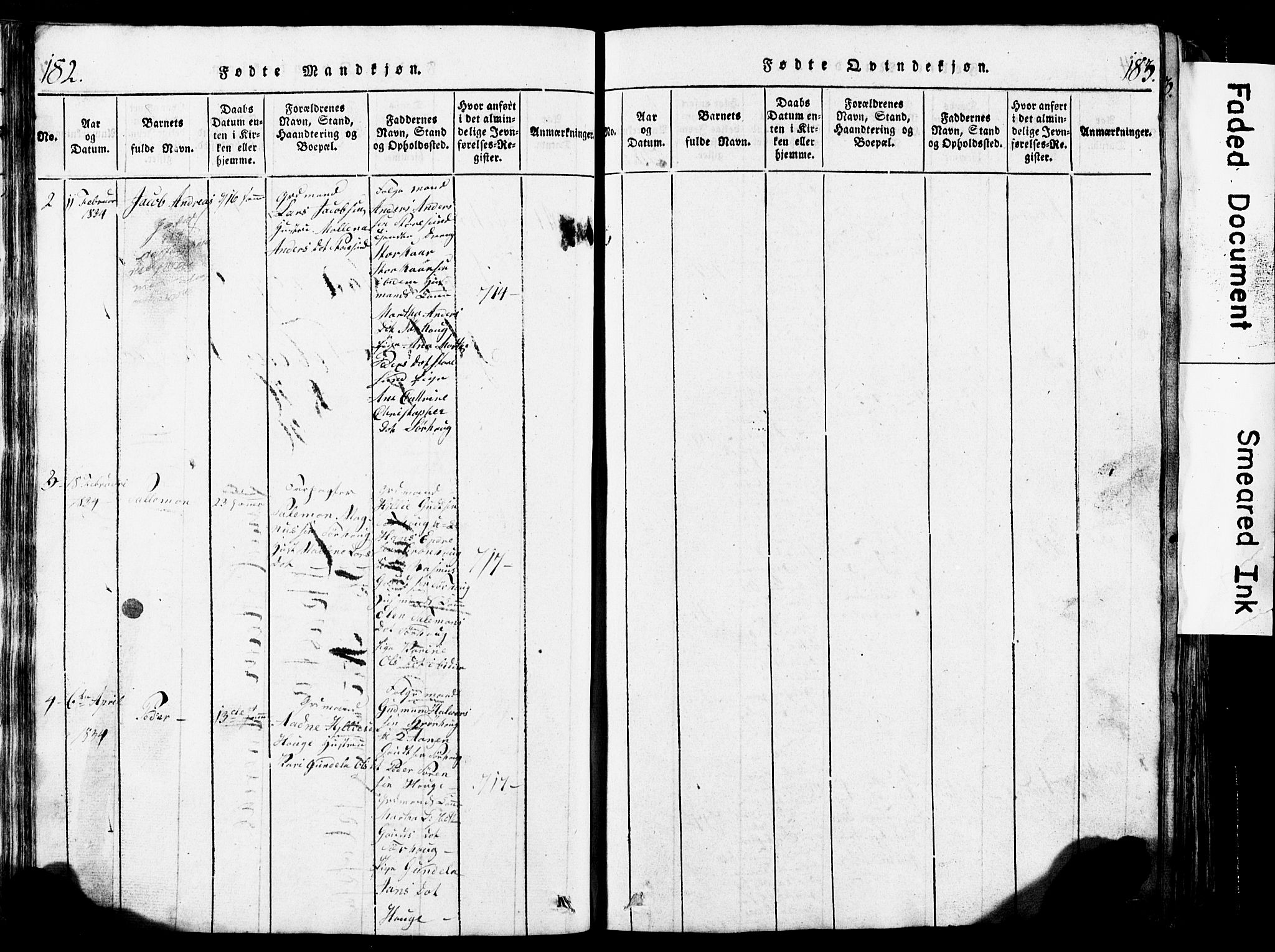 Torvastad sokneprestkontor, AV/SAST-A -101857/H/Ha/Hab/L0002: Parish register (copy) no. B 2, 1817-1834, p. 182-183