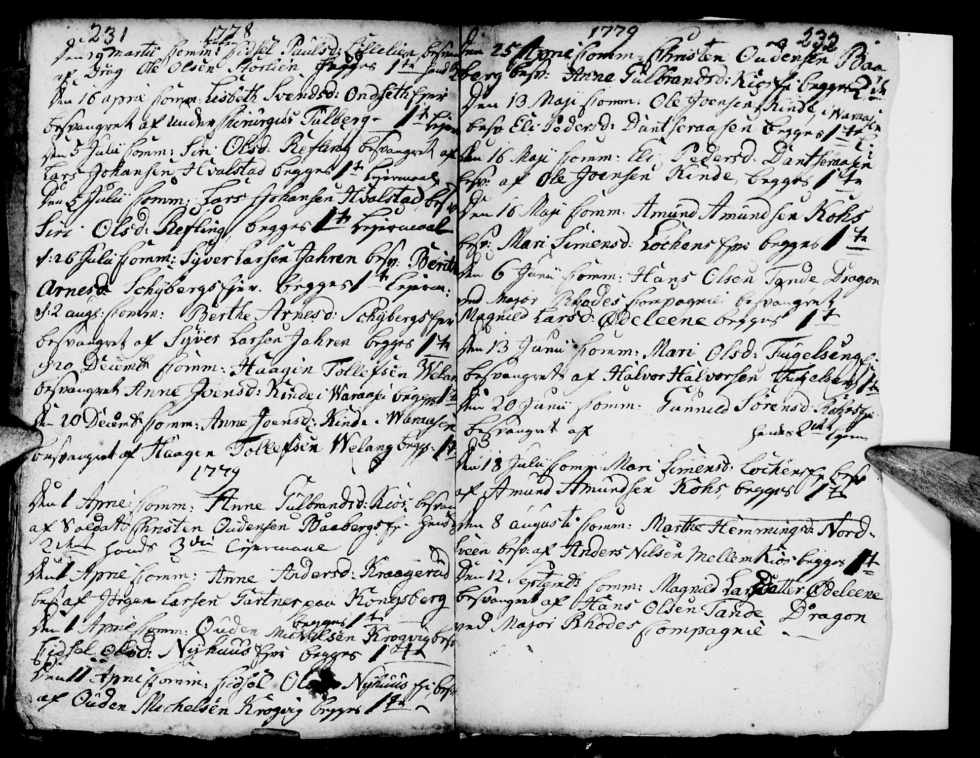 Ringsaker prestekontor, SAH/PREST-014/I/Ia/L0005/0002: Parish register draft no. 1B, 1775-1779, p. 231-232