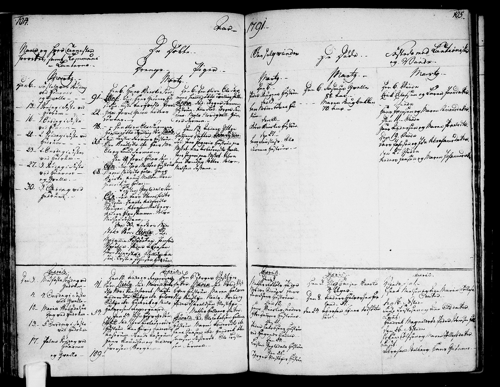 Hedrum kirkebøker, AV/SAKO-A-344/F/Fa/L0002: Parish register (official) no. I 2, 1785-1807, p. 104-105