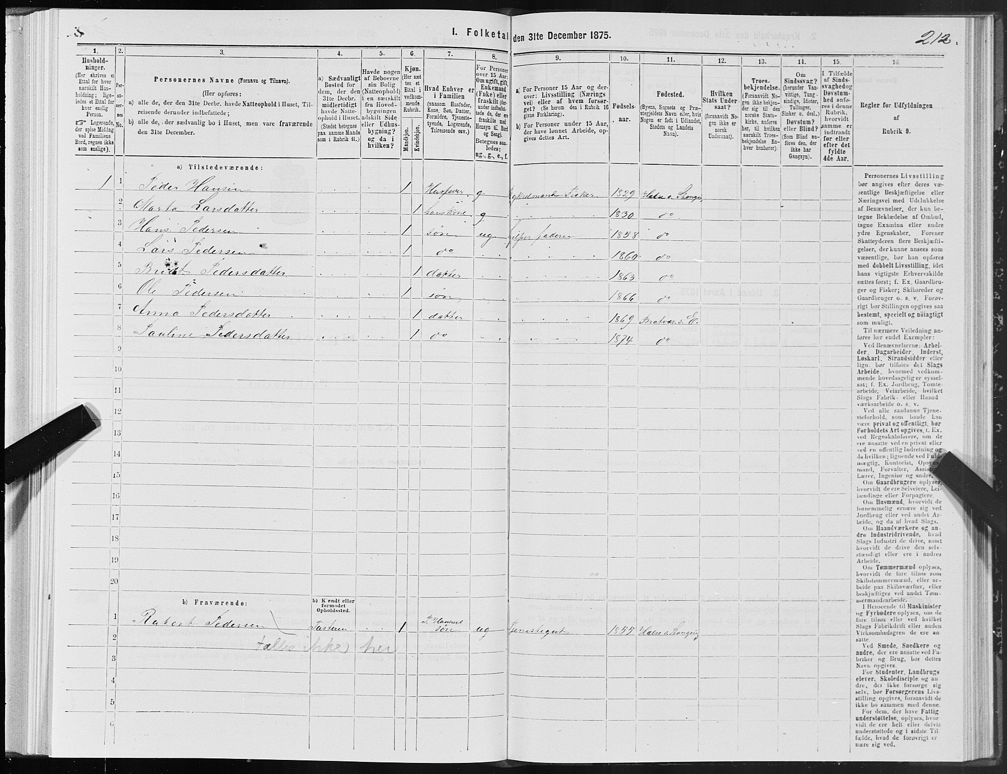 SAT, 1875 census for 1573P Edøy, 1875, p. 2212