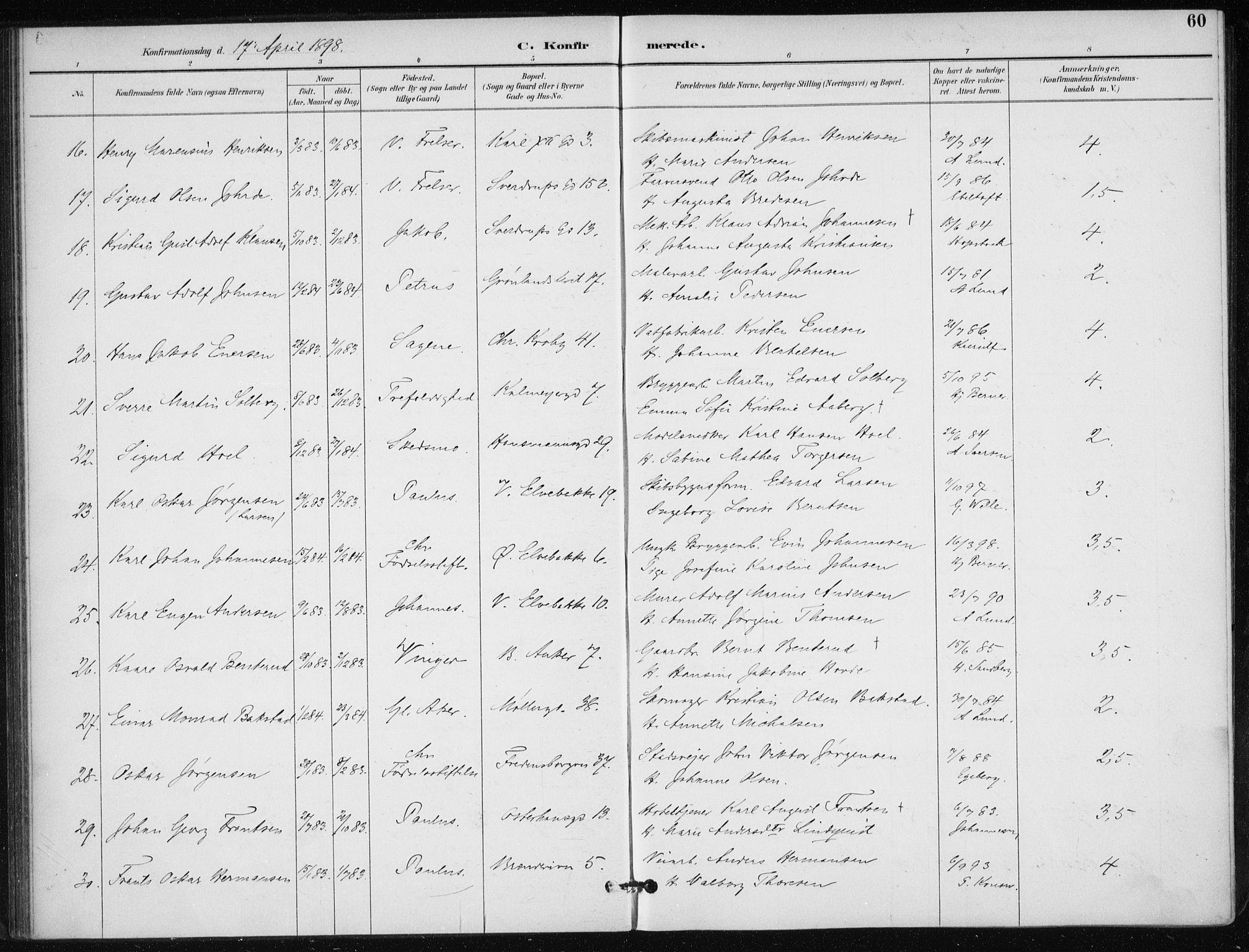 Jakob prestekontor Kirkebøker, SAO/A-10850/F/Fa/L0008: Parish register (official) no. 8, 1892-1924, p. 60