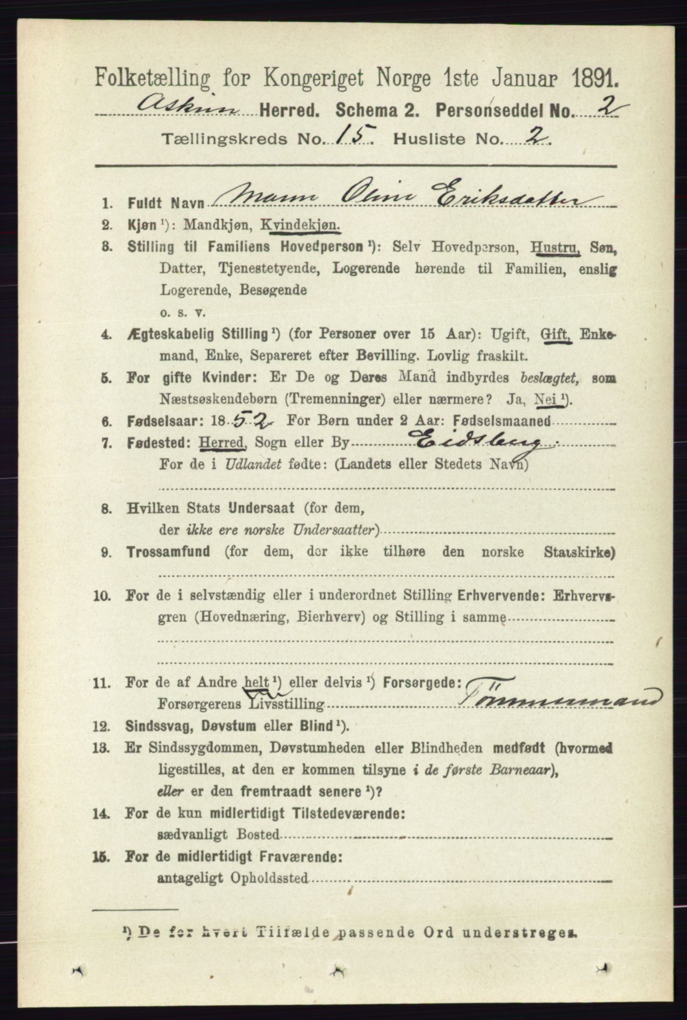 RA, 1891 census for 0124 Askim, 1891, p. 2439