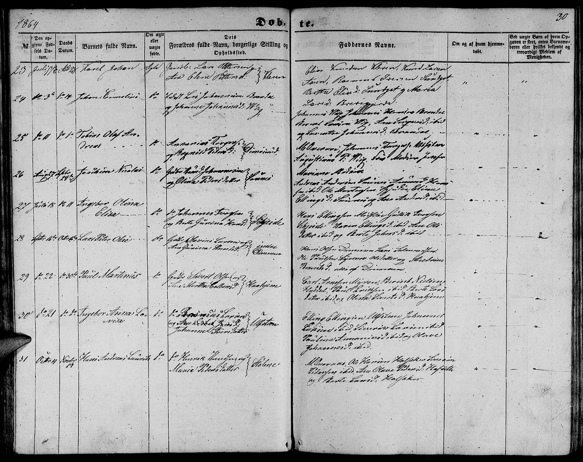 Ministerialprotokoller, klokkerbøker og fødselsregistre - Møre og Romsdal, SAT/A-1454/509/L0111: Parish register (copy) no. 509C01, 1854-1882, p. 30
