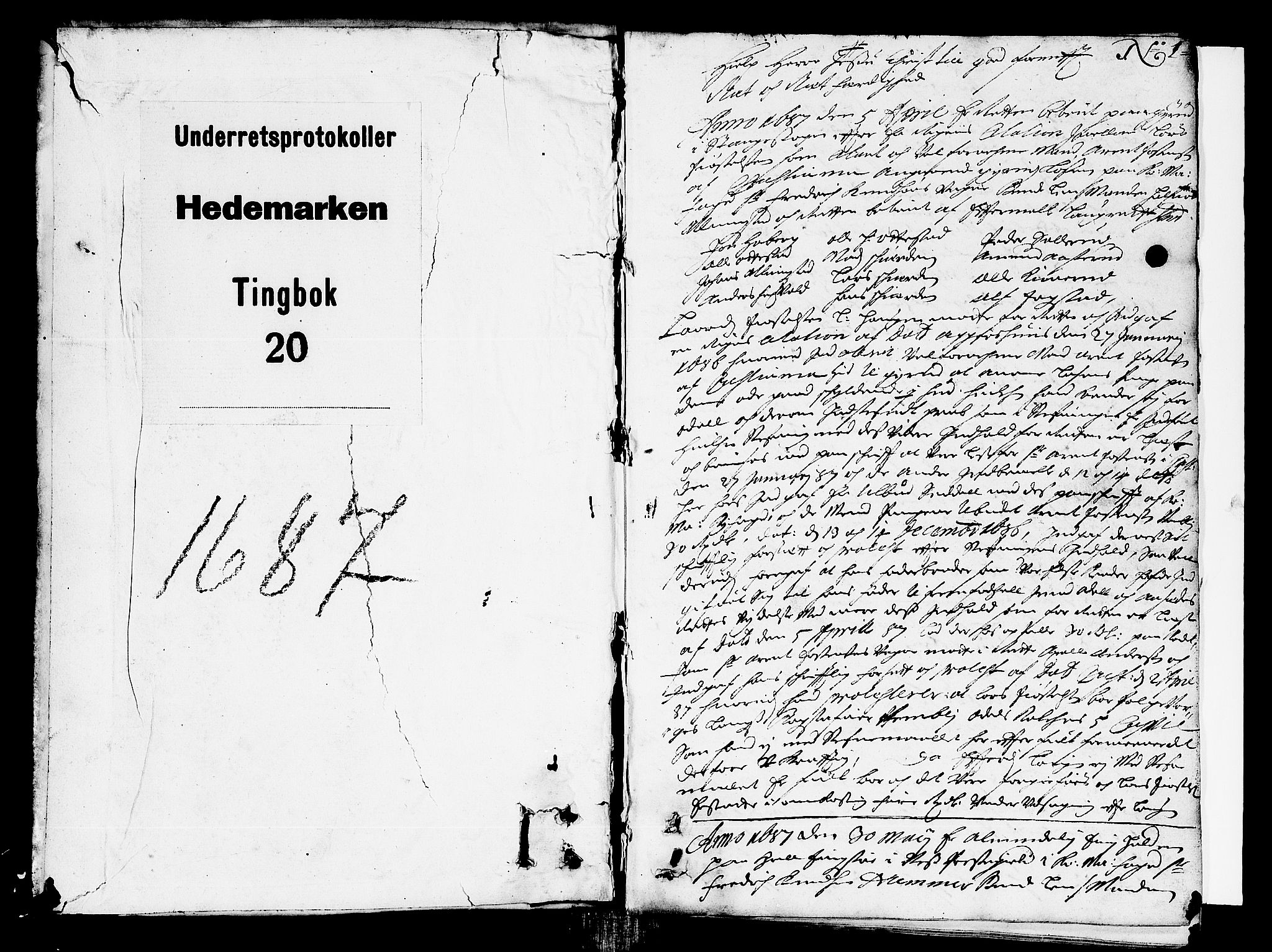 Hedemarken sorenskriveri, SAH/TING-034/G/Gb/L0021: Tingbok, 1687, p. 0b-1a