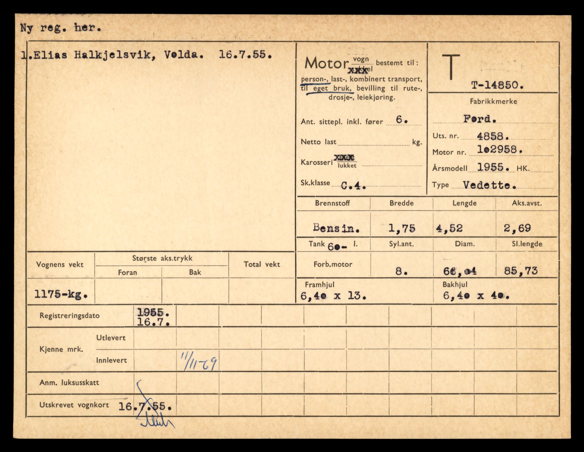 Møre og Romsdal vegkontor - Ålesund trafikkstasjon, AV/SAT-A-4099/F/Fe/L0048: Registreringskort for kjøretøy T 14721 - T 14863, 1927-1998, p. 2991