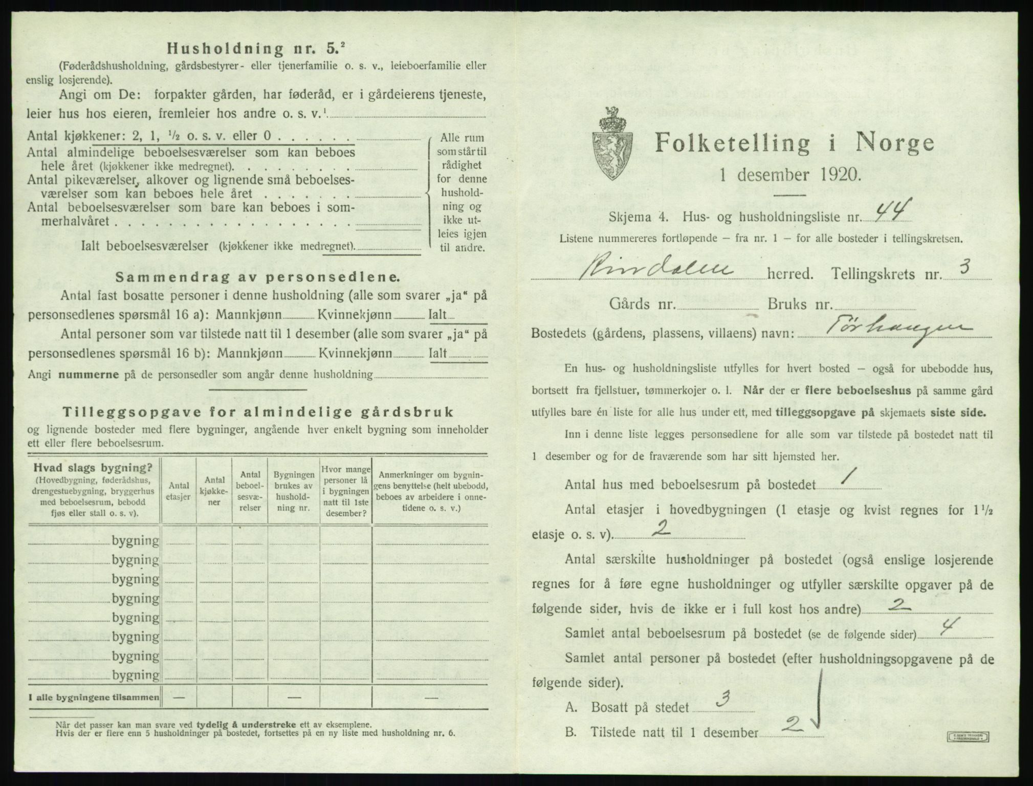 SAT, 1920 census for Rindal, 1920, p. 274