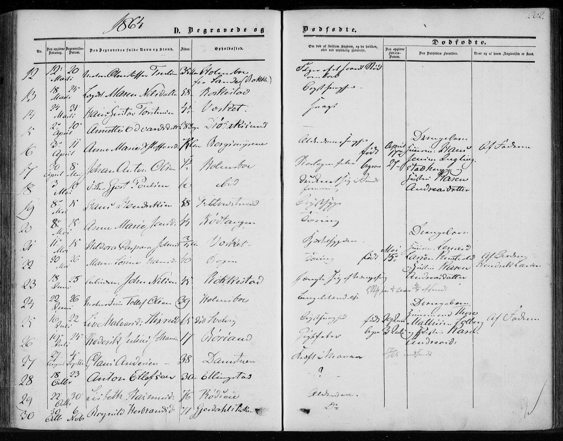 Hurum kirkebøker, AV/SAKO-A-229/F/Fa/L0012: Parish register (official) no. 12, 1861-1875, p. 202