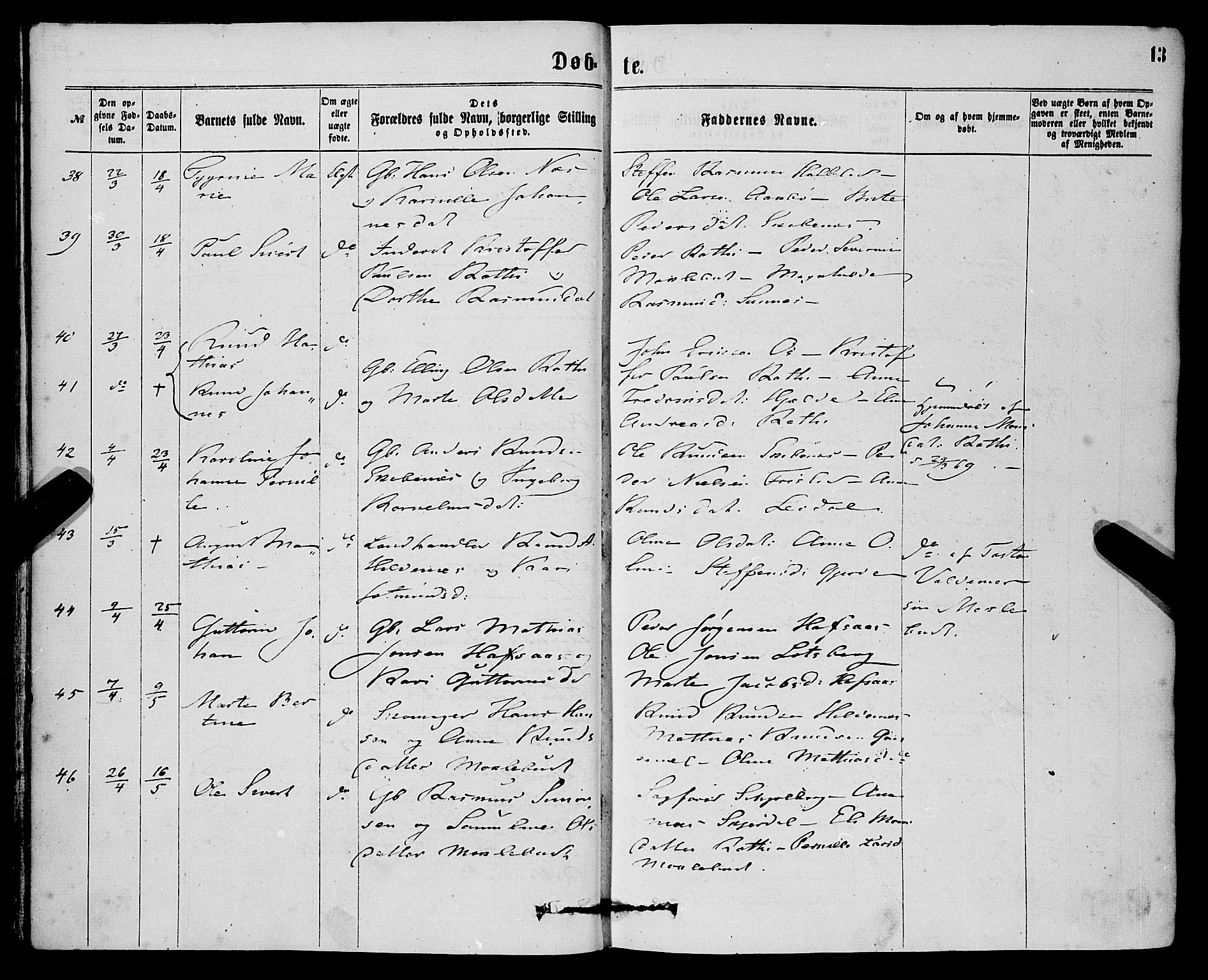 Eid sokneprestembete, SAB/A-82301/H/Haa/Haaa/L0010: Parish register (official) no. A 10, 1867-1878, p. 13