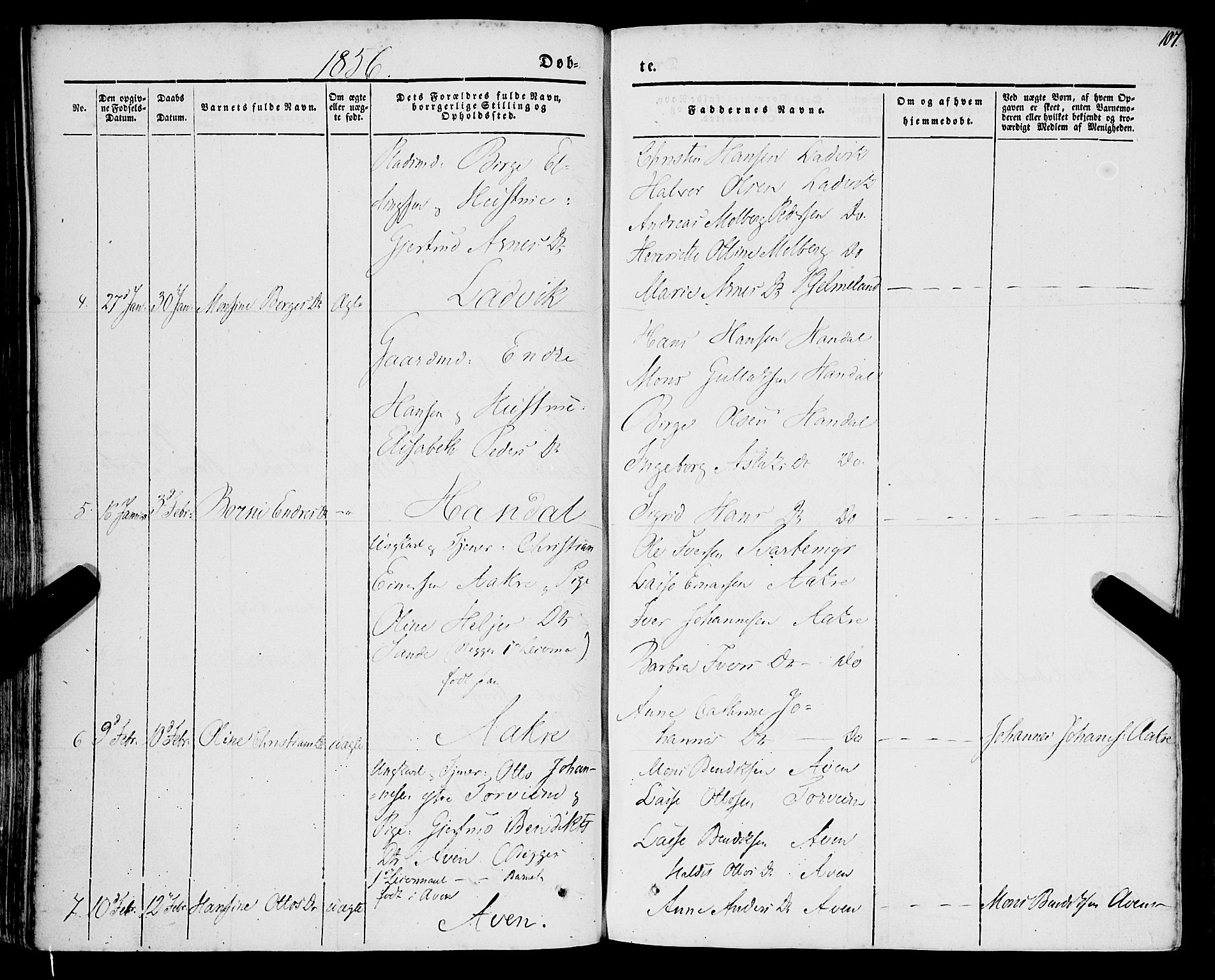 Lavik sokneprestembete, AV/SAB-A-80901: Parish register (official) no. A 3, 1843-1863, p. 107