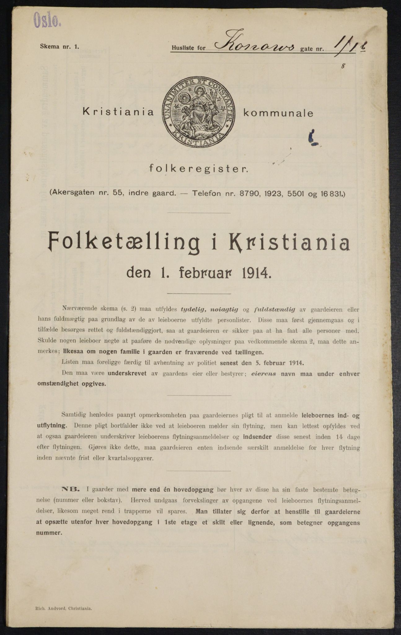 OBA, Municipal Census 1914 for Kristiania, 1914, p. 52921