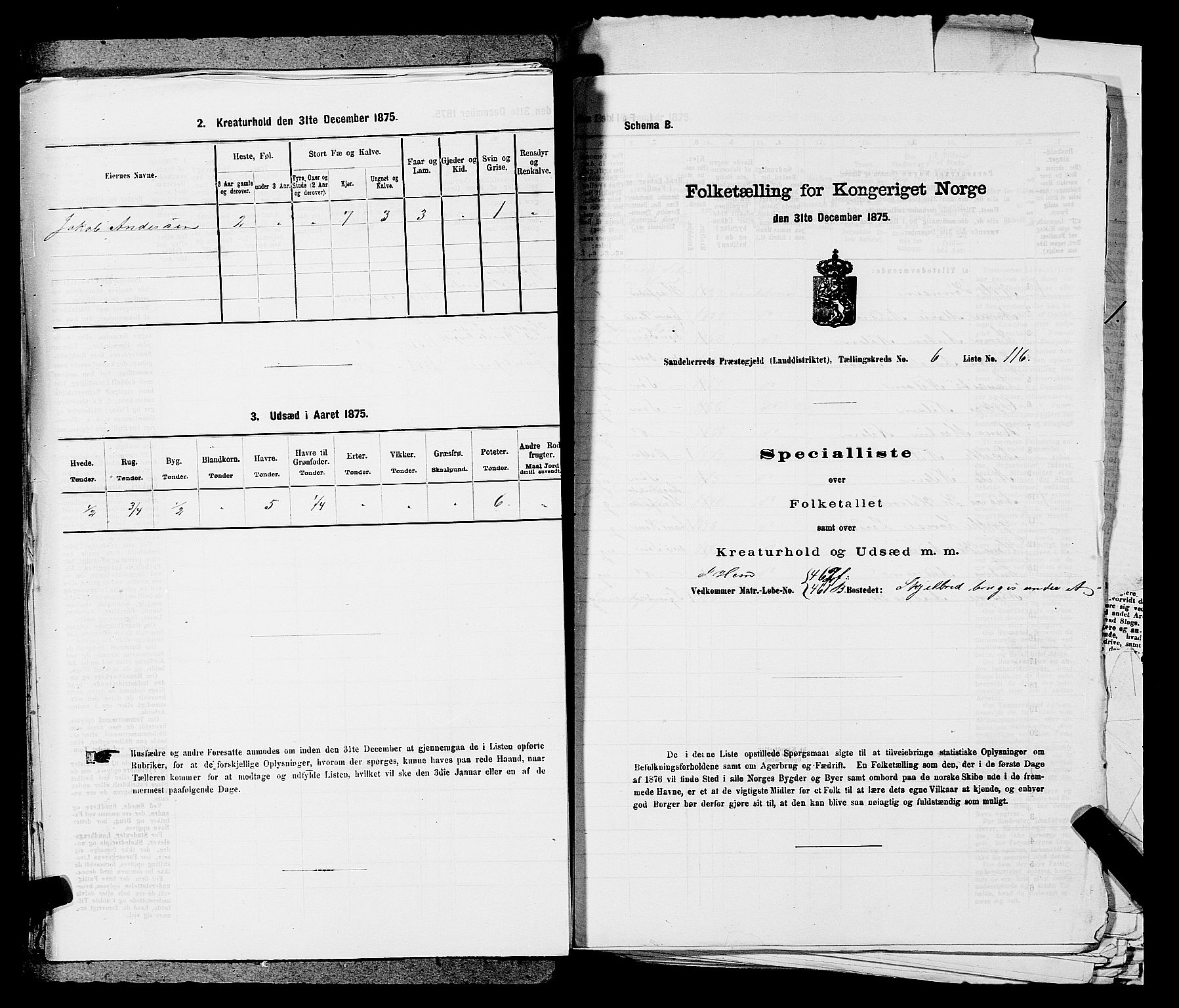 SAKO, 1875 census for 0724L Sandeherred/Sandeherred, 1875, p. 1547