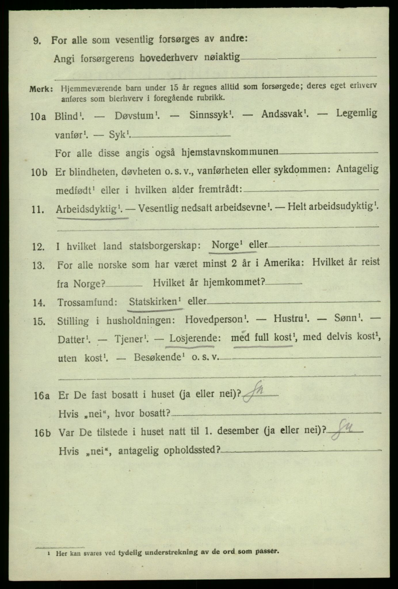 SAB, 1920 census for Odda, 1920, p. 7460