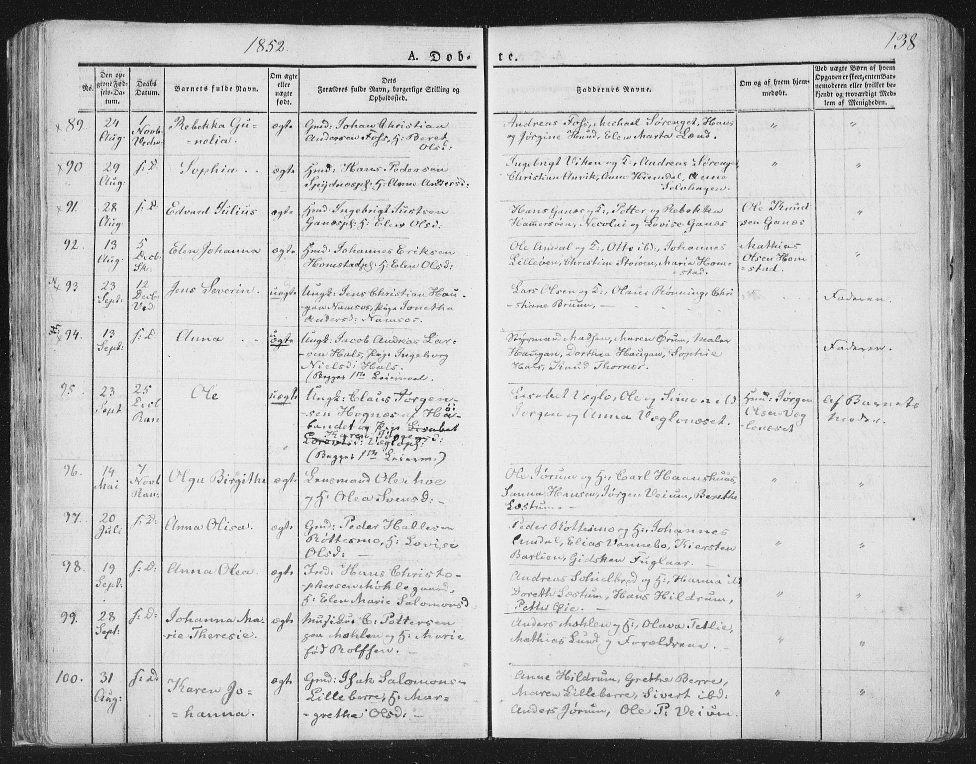 Ministerialprotokoller, klokkerbøker og fødselsregistre - Nord-Trøndelag, SAT/A-1458/764/L0551: Parish register (official) no. 764A07a, 1824-1864, p. 138