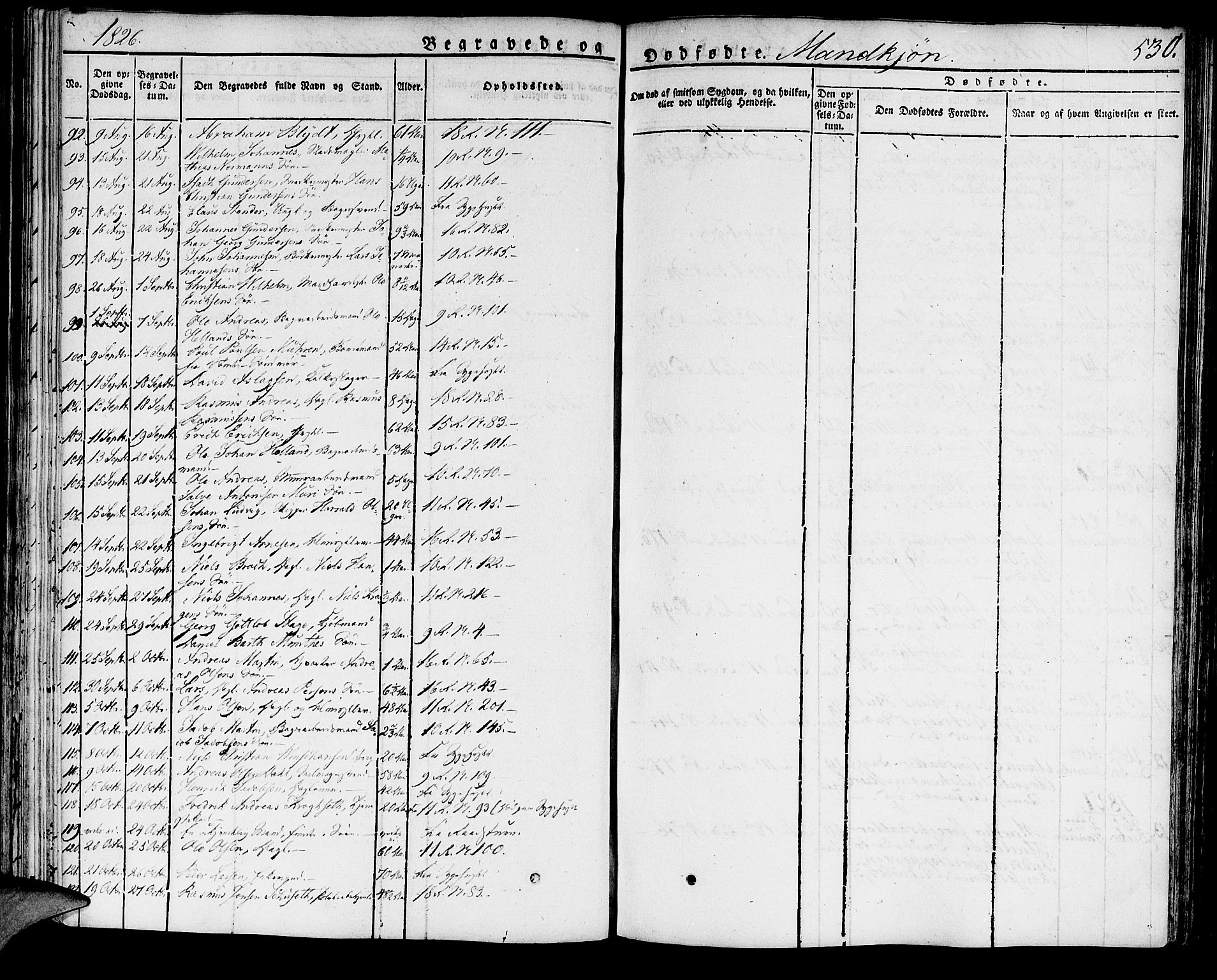 Domkirken sokneprestembete, SAB/A-74801/H/Haa/L0012: Parish register (official) no. A 12, 1821-1840, p. 530