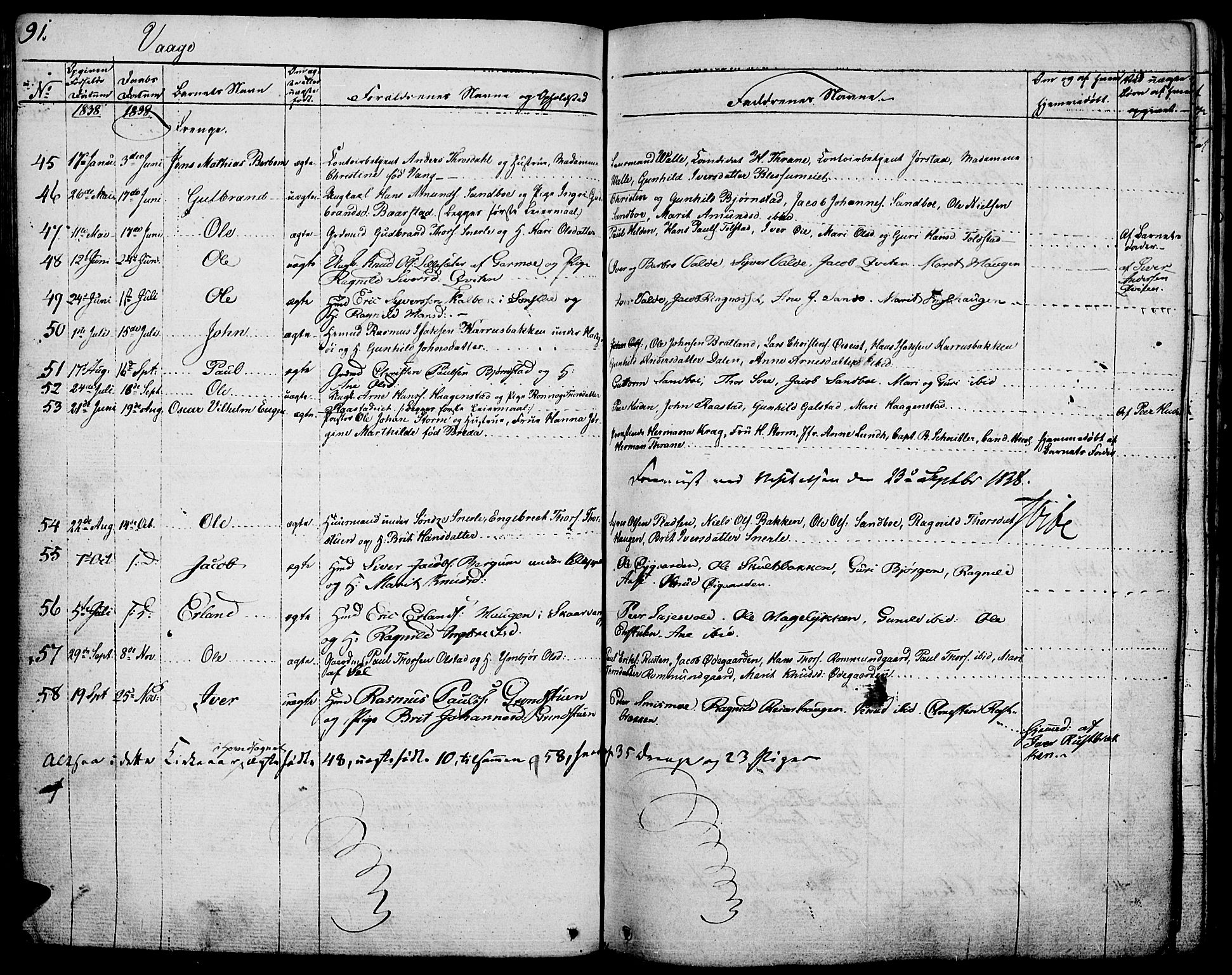 Vågå prestekontor, SAH/PREST-076/H/Ha/Haa/L0004: Parish register (official) no. 4 /1, 1827-1842, p. 91