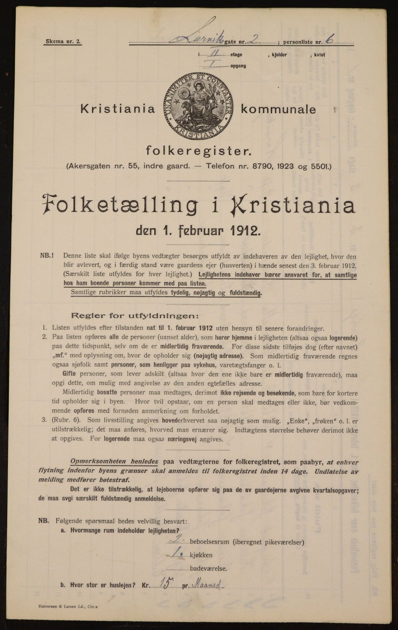 OBA, Municipal Census 1912 for Kristiania, 1912, p. 57438