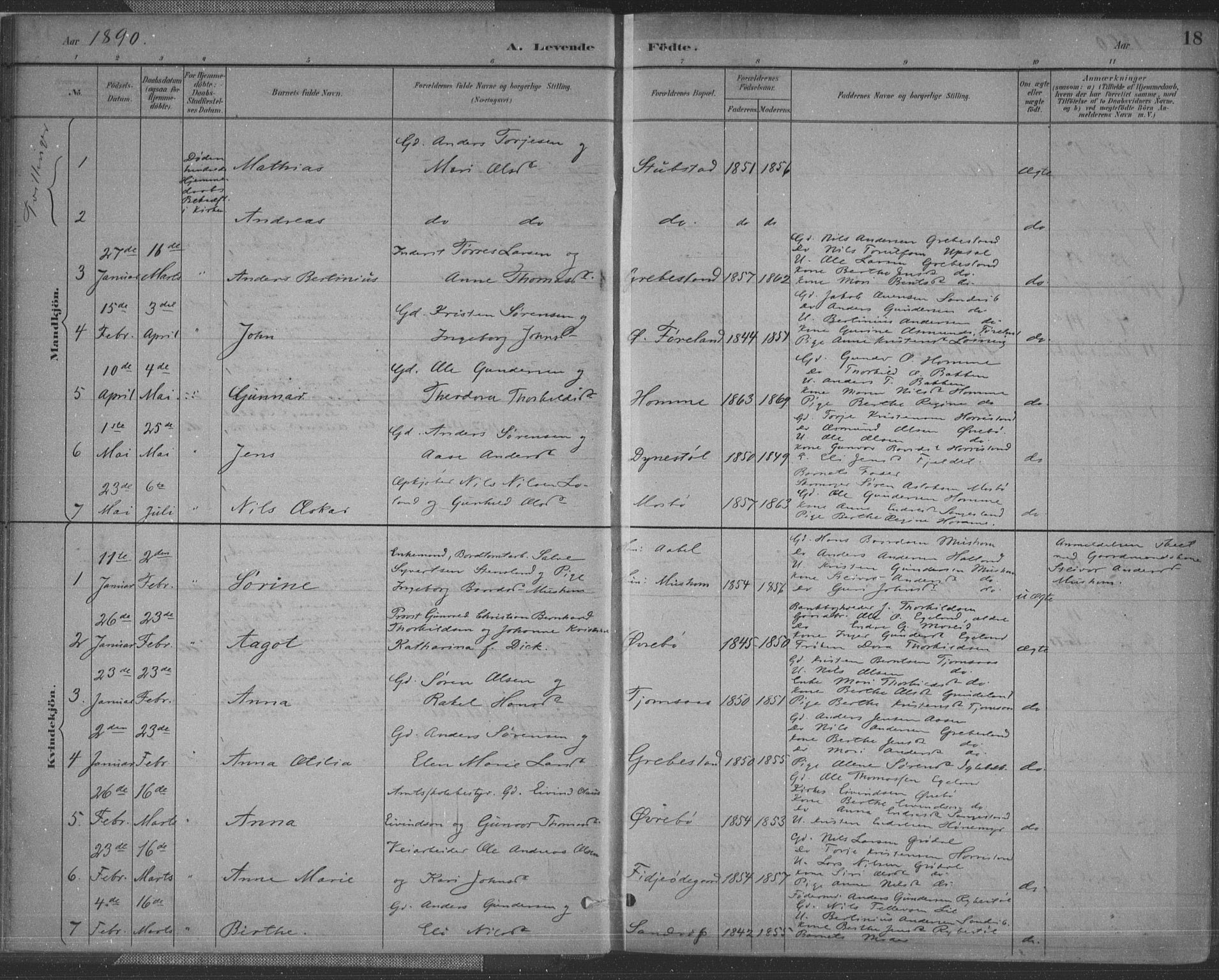 Vennesla sokneprestkontor, SAK/1111-0045/Fa/Fac/L0009: Parish register (official) no. A 9, 1884-1901, p. 18