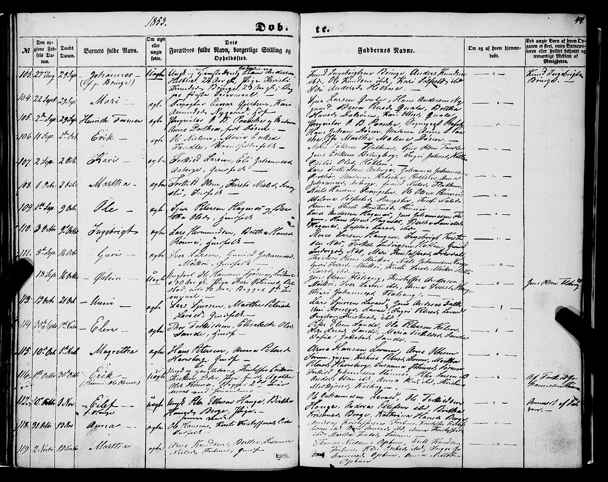 Luster sokneprestembete, AV/SAB-A-81101/H/Haa/Haaa/L0007: Parish register (official) no. A 7, 1849-1859, p. 44